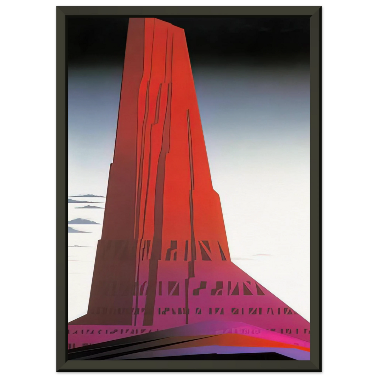 Eyvind Earle Desert Skyscraper Framed Art Print - Aluminum Frame - 60x80 cm / 24x32 inches