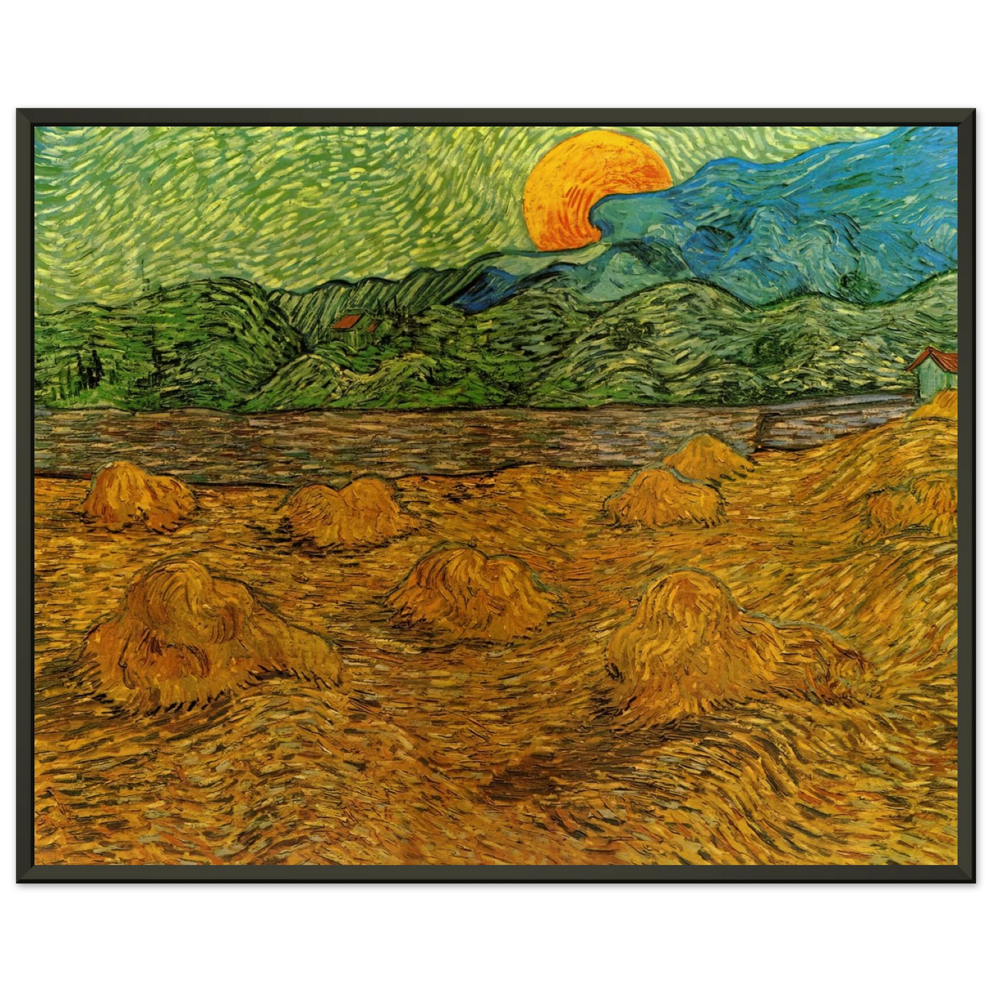Vincent van Gogh Evening Landscape with Rising Moon Framed Art Print - Aluminum Frame - 40x50 cm / 16x20 inches