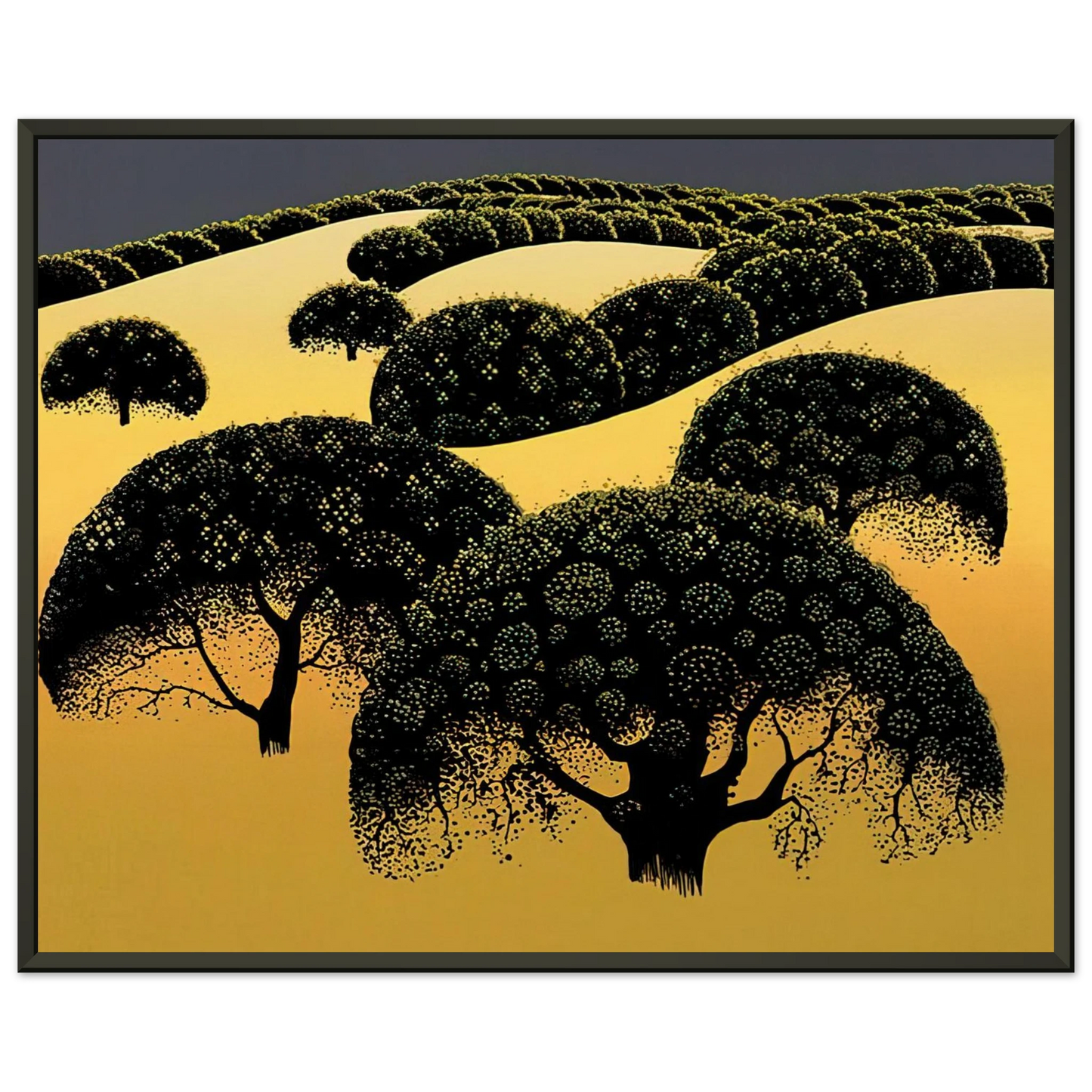 Eyvind Earle  Santa Ynez Oaks Framed Art Print  - Aluminum Frame - 40x50 cm / 16x20 inches