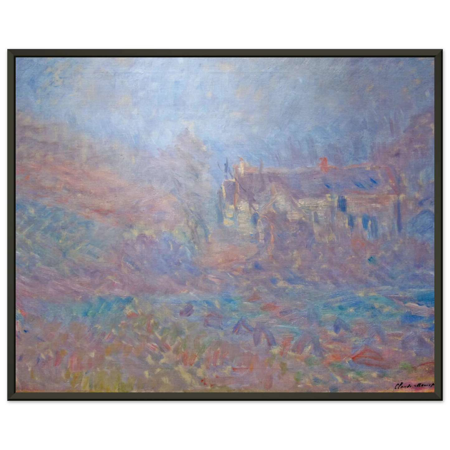 claude monet  Houses at Falaise in the Fog Framed Art Print  - Aluminum Frame - 60x80 cm / 24x32 inches