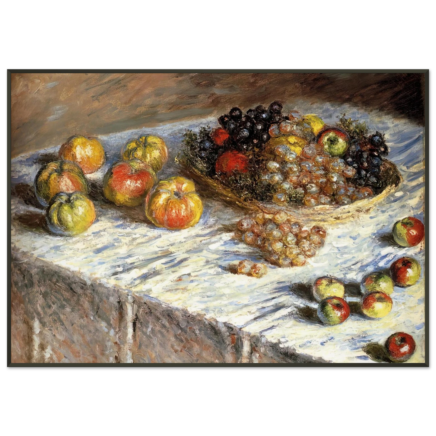 claude monet  Still Life with Apples And Grapes Framed Art Print  - Aluminum Frame - 21x29.7 cm / 8x12"