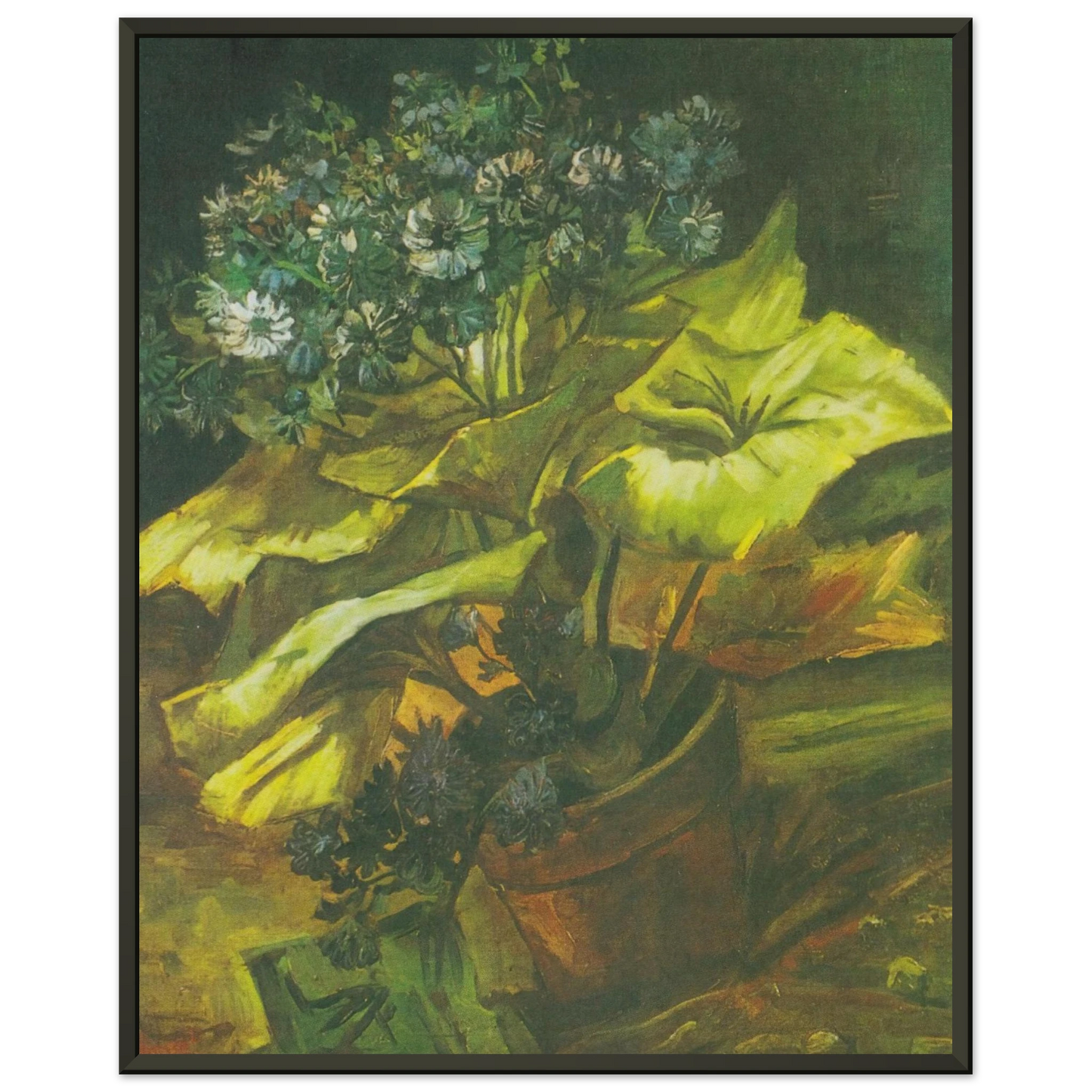 Vincent van Gogh Flower Pot with Asters Framed Art Print - Aluminum Frame - 40x50 cm / 16x20 inches