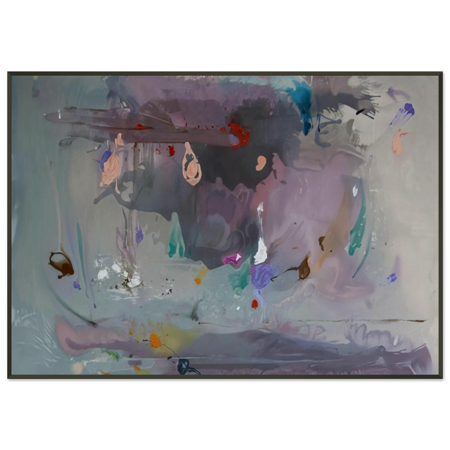 Helen Frankenthaler  Grey Fireworks  2000 Framed Art Print  - Aluminum Frame - 21x29.7 cm / 8x12"
