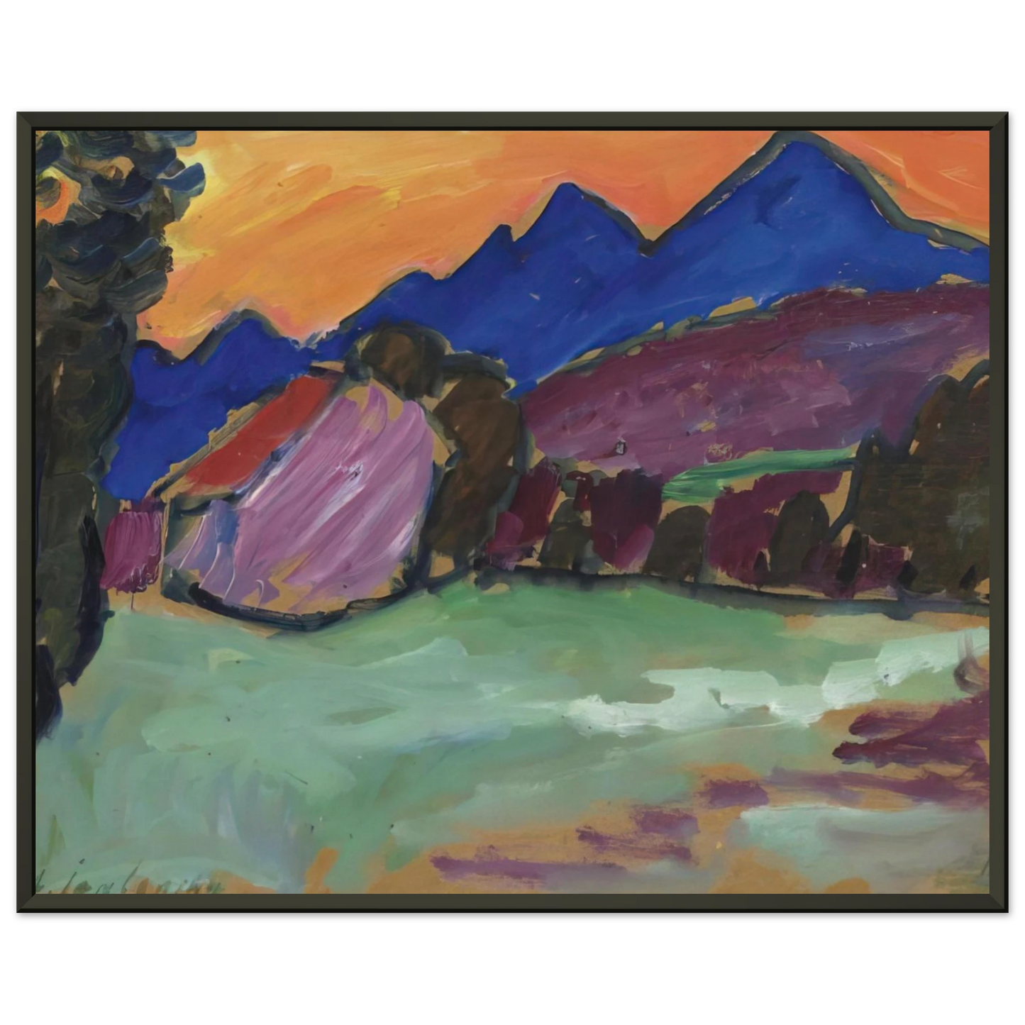 Alexej von Jawlensky ROTER ABEND BLAUE BERGE 1910 Framed Art Print - Aluminum Frame - 70x100 cm / 28x40 inches