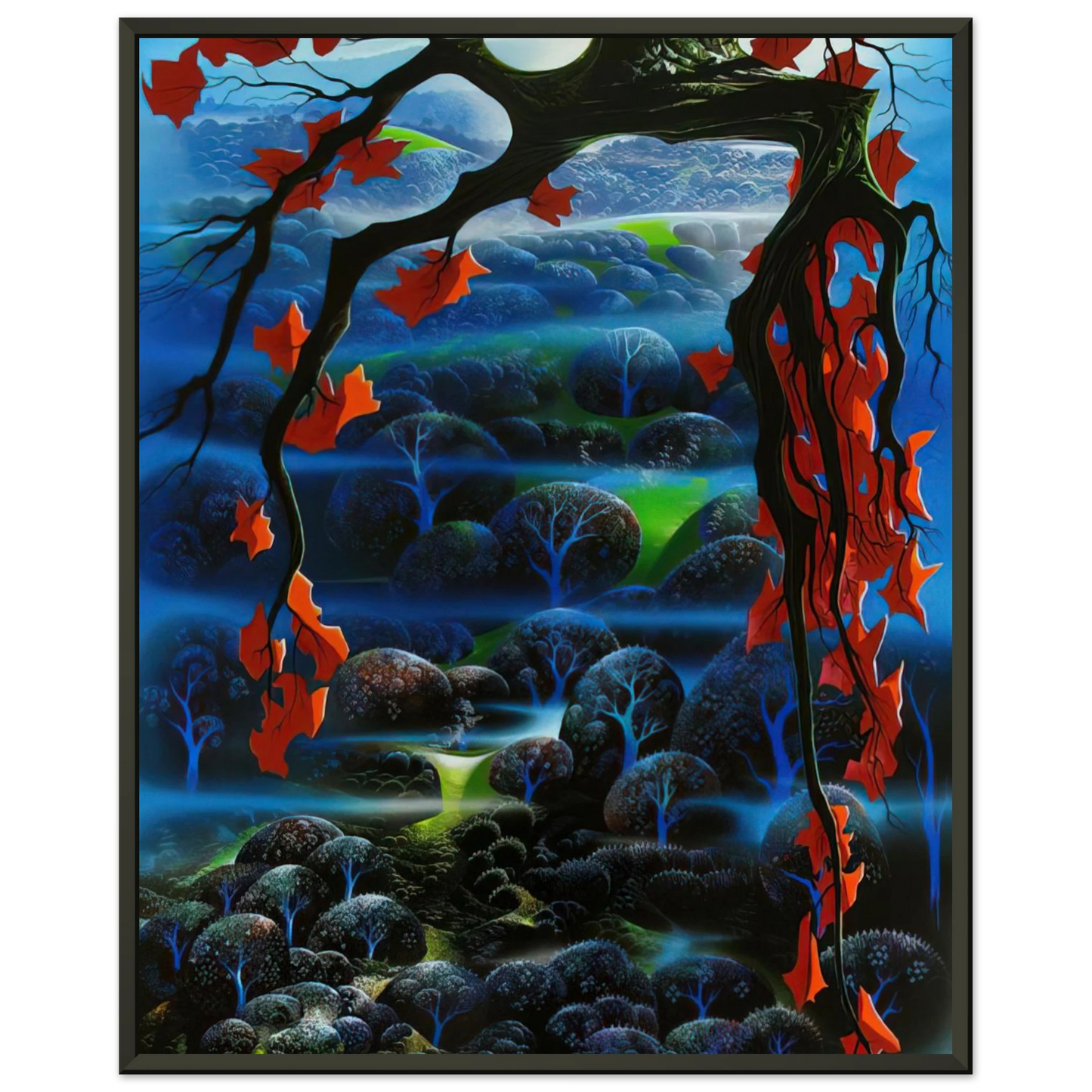 Eyvind Earle Valley of Dreams Framed Art Print - Aluminum Frame - 40x50 cm / 16x20 inches