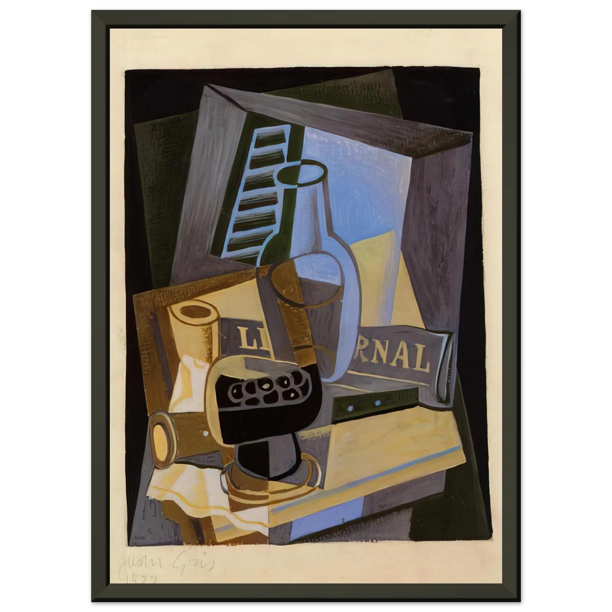 Juan Gris  STILL LIFE IN FRONT OF THE WIINDOW 1922 Framed Art Print  - Aluminum Frame - 40x50 cm / 16x20 inches