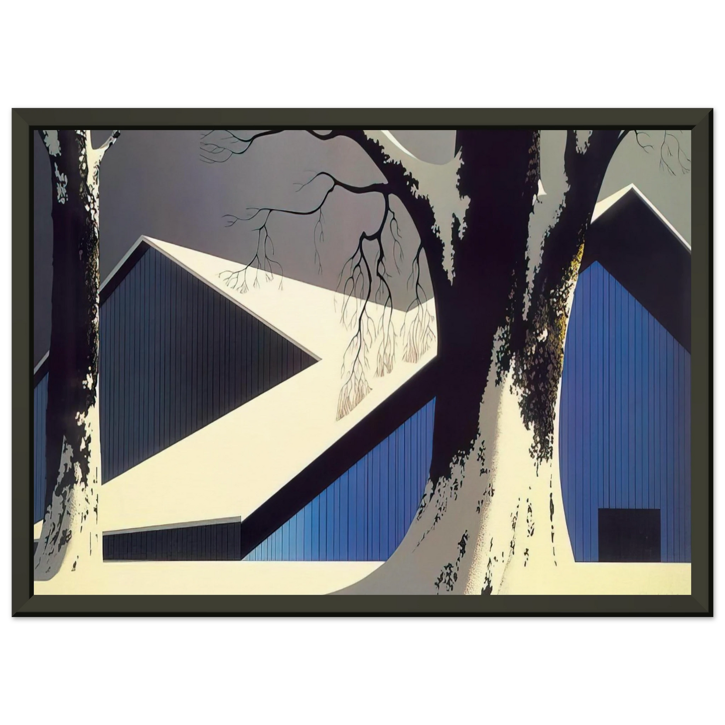 Eyvind Earle Winter Quiet Framed Art Print - Aluminum Frame - 70x100 cm / 28x40 inches
