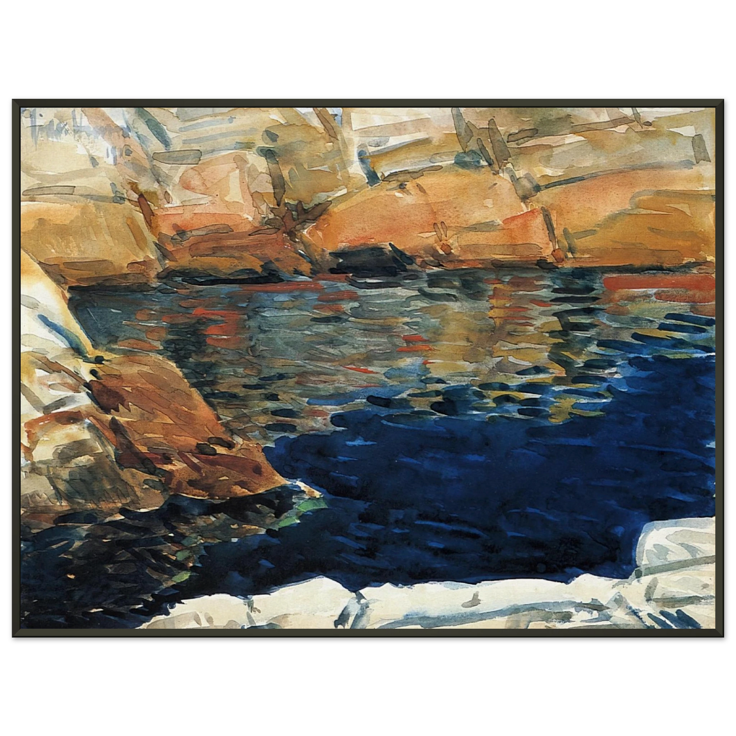 Childe Hassam Looking into Beryl Pool Framed Art Print - Aluminum Frame - 70x100 cm / 28x40 inches
