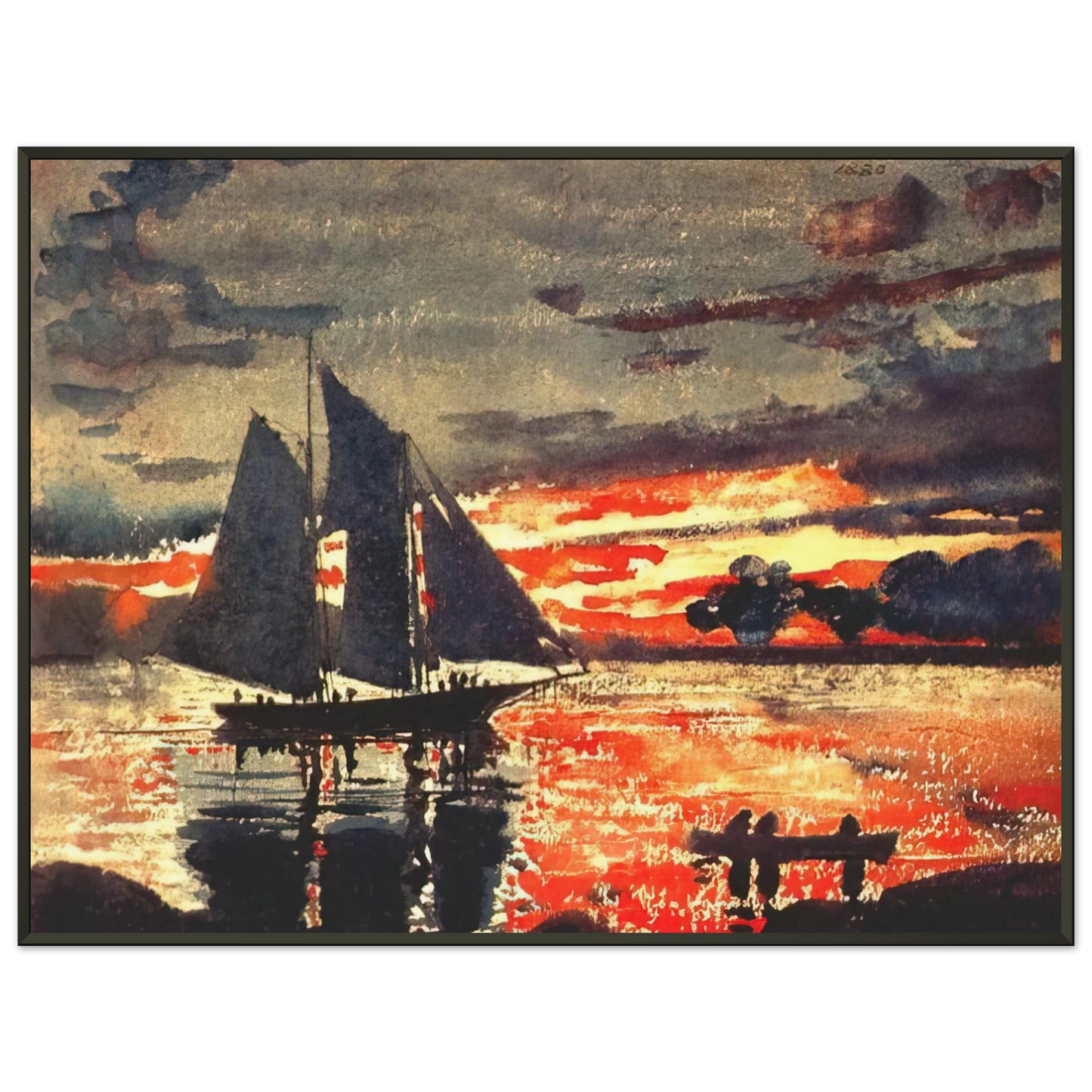 Winslow Homer SUNSET FIRES Framed Art Print - Aluminum Frame - 70x100 cm / 28x40 inches