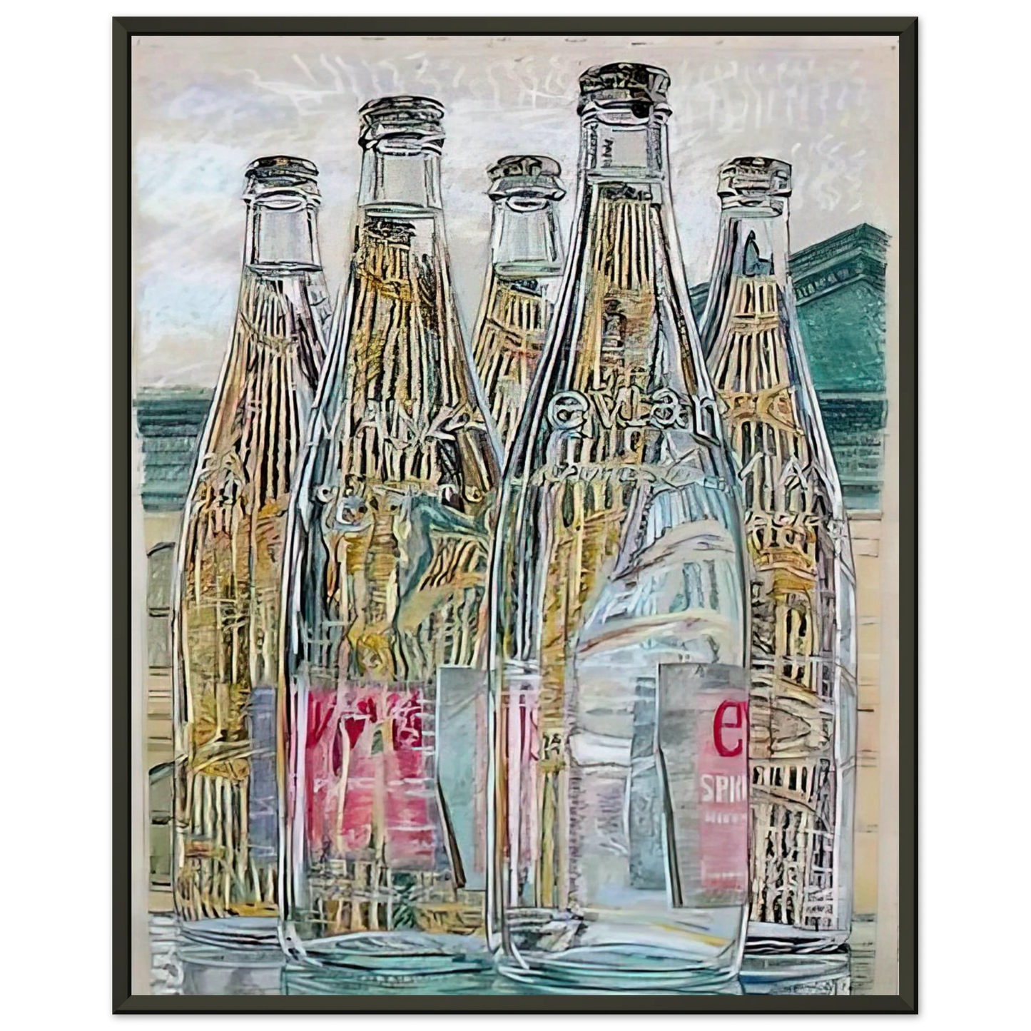 Janet Fish EVIAN BOTTLES 1976 Framed Art Print - Aluminum Frame - 70x100 cm / 28x40 inches