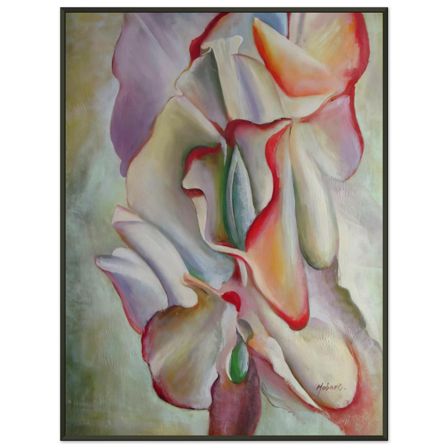 Georgia OKeeffe Pink Sweet Peas Framed Art Print - Aluminum Frame - 70x100 cm / 28x40 inches