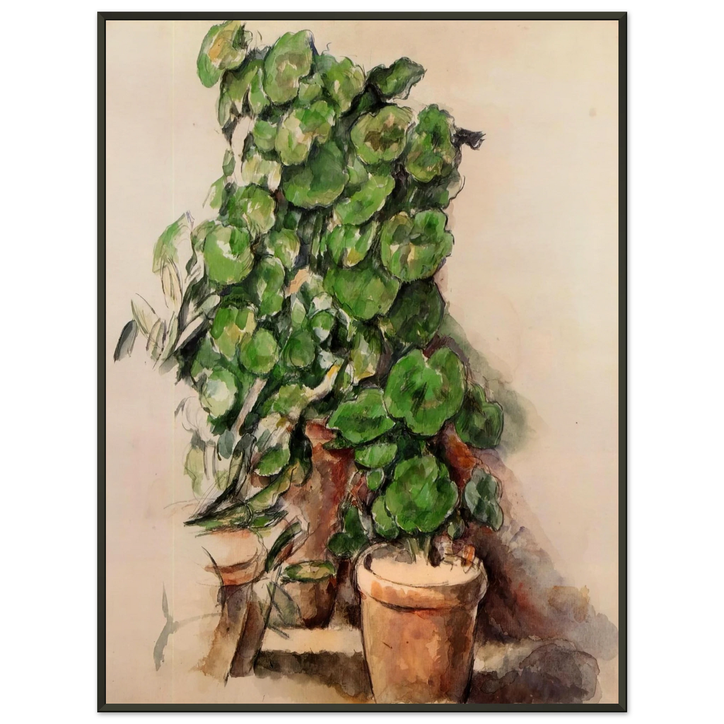 Paul Cezanne Pots of Geraniums Framed Art Print - Aluminum Frame - 60x80 cm / 24x32 inches