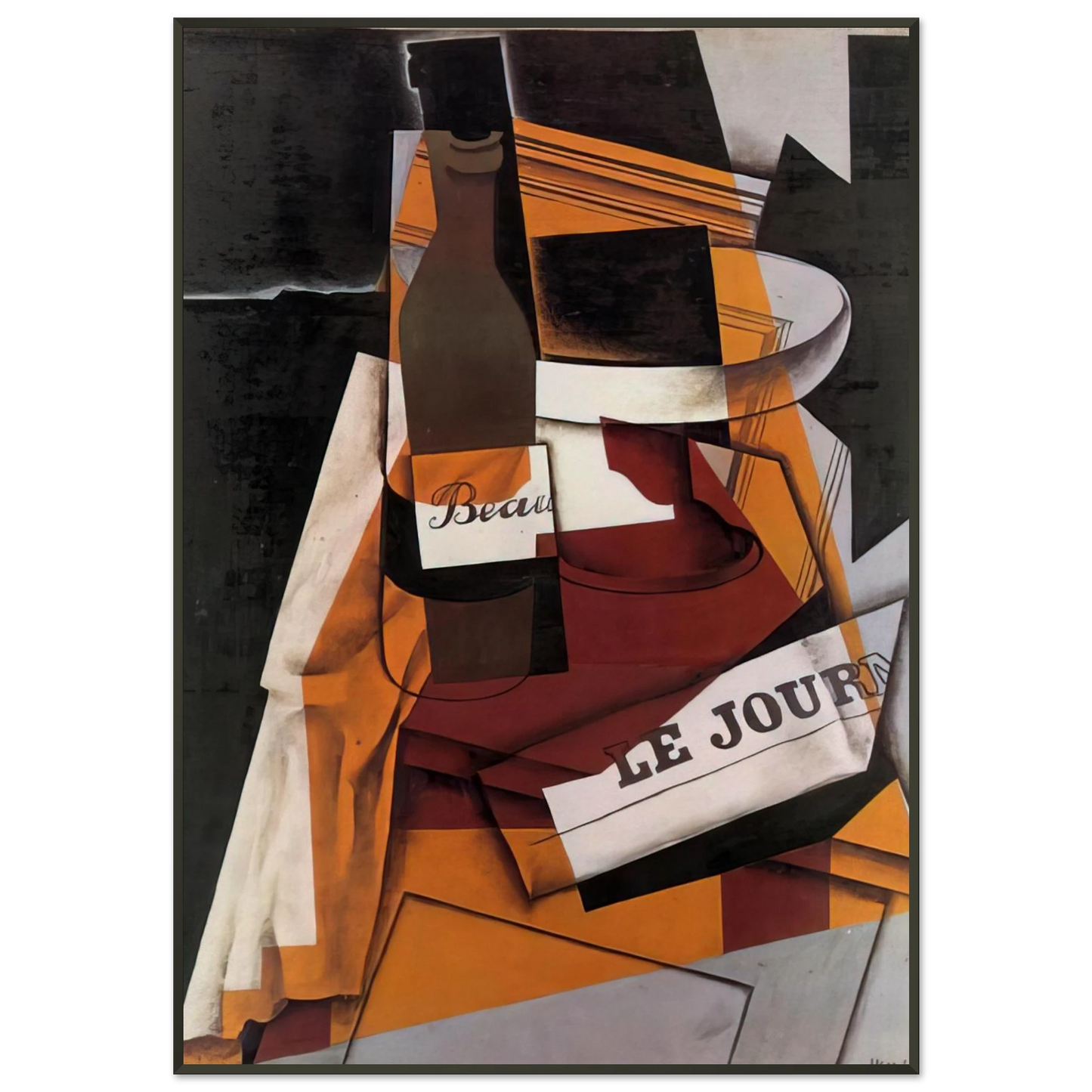 Juan Gris  BOTTLE NEWSPAPER AND FRUIT BOWL 1915 Framed Art Print  - Aluminum Frame - 21x29.7 cm / 8x12"