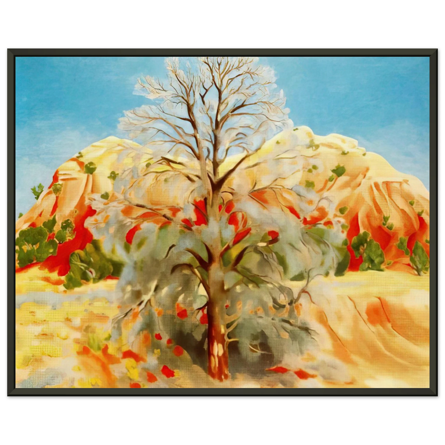 Georgia OKeeffe Dead Tree with Pink Hill Framed Art Print - Aluminum Frame - 60x80 cm / 24x32 inches