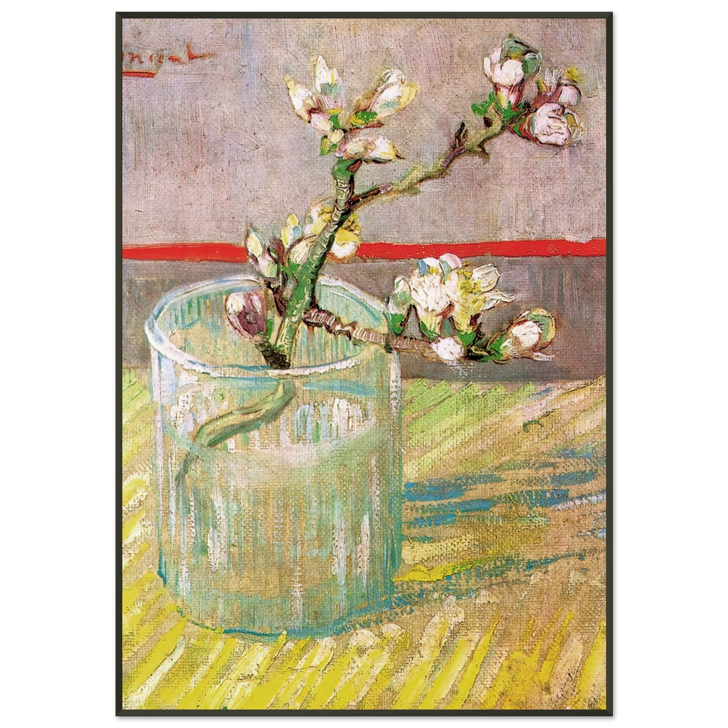 Vincent van Gogh  Blossoming Almond Branch in a Glass Framed Art Print  - Aluminum Frame - 21x29.7 cm / 8x12"