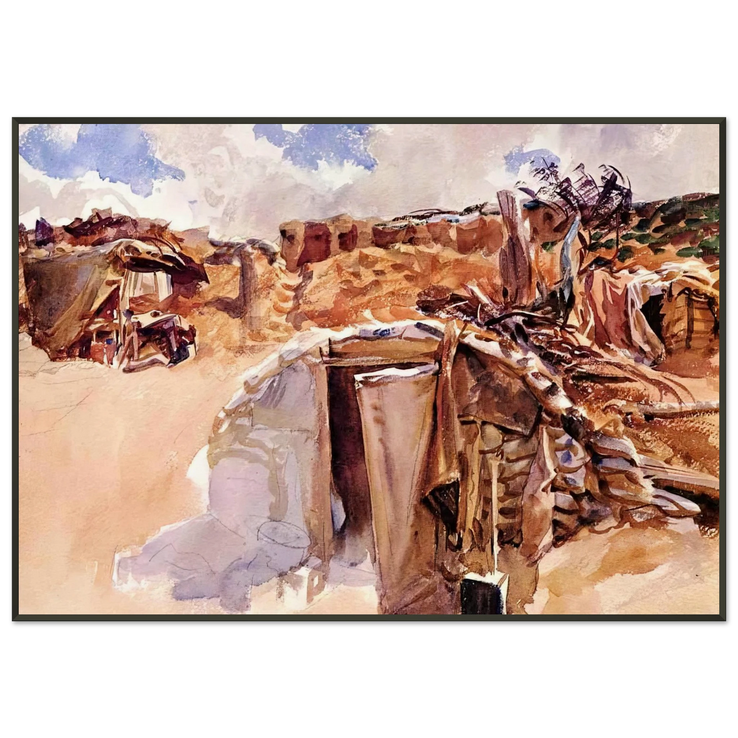 John Singer Sargent Dugout Framed Art Print - Aluminum Frame - 21x29.7 cm / 8x12"