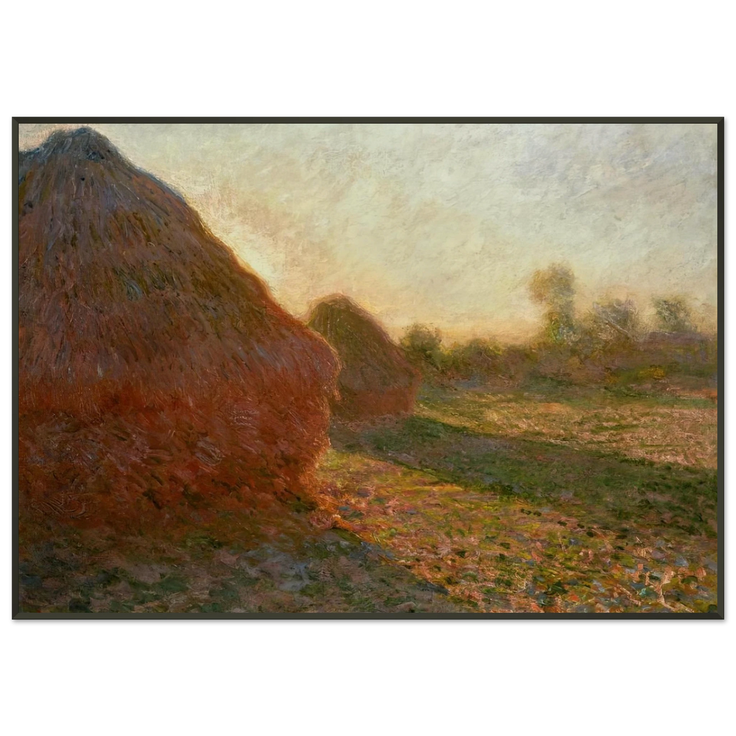 claude monet  Haystacks Last Sunrays Framed Art Print  - Aluminum Frame - 21x29.7 cm / 8x12"