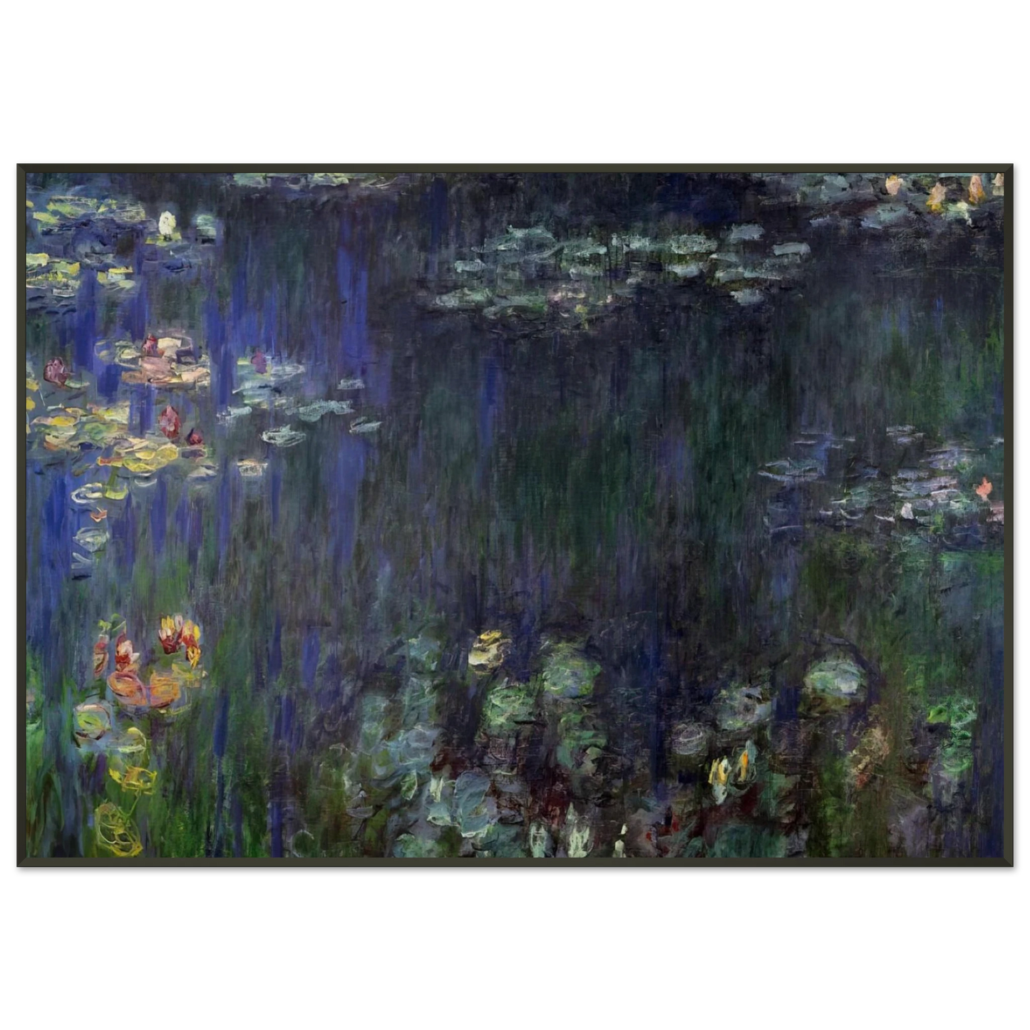 claude monet Water Lilies Green Reflection left half Framed Art Print - Aluminum Frame - 21x29.7 cm / 8x12"