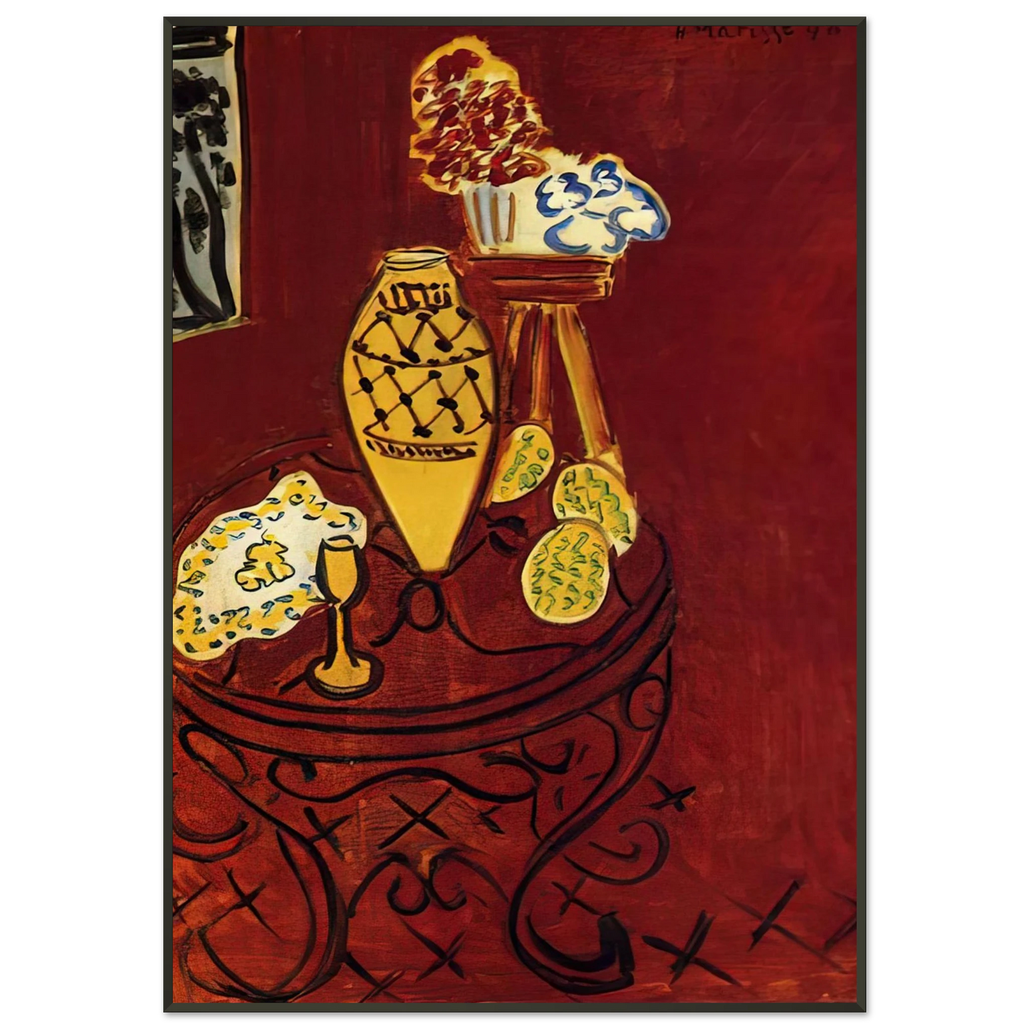 Henri Matisse INTERIOR IN VENETIAN RED 1946 Framed Art Print - Aluminum Frame - 21x29.7 cm / 8x12"