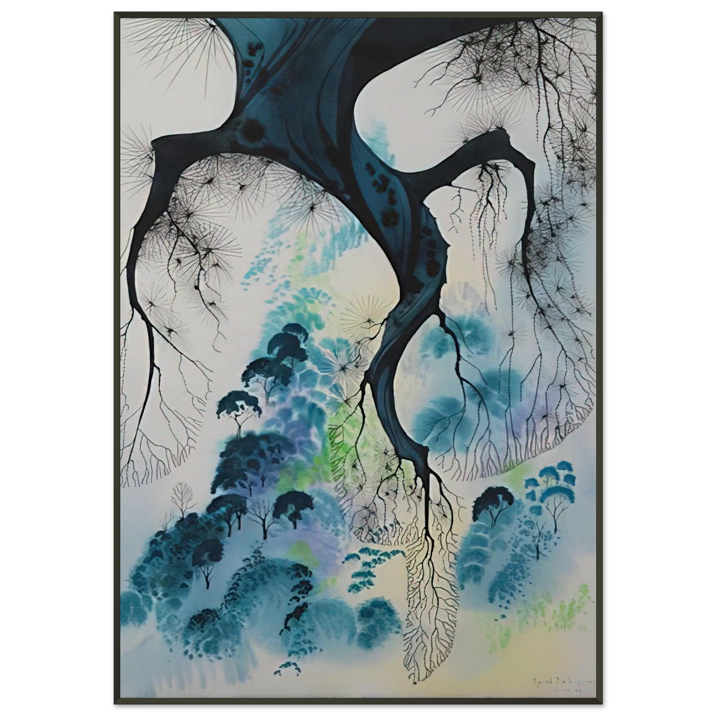 Eyvind Earle  Coastline Framed Art Print  - Aluminum Frame - 21x29.7 cm / 8x12"
