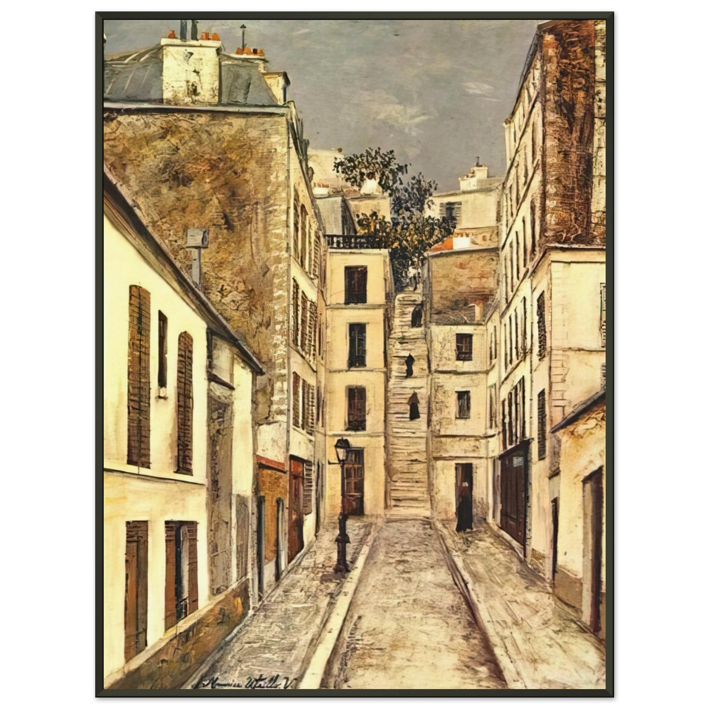 Maurice Utrillo THE PASSAGE THE DEAD END Framed Art Print - Aluminum Frame - 70x100 cm / 28x40 inches