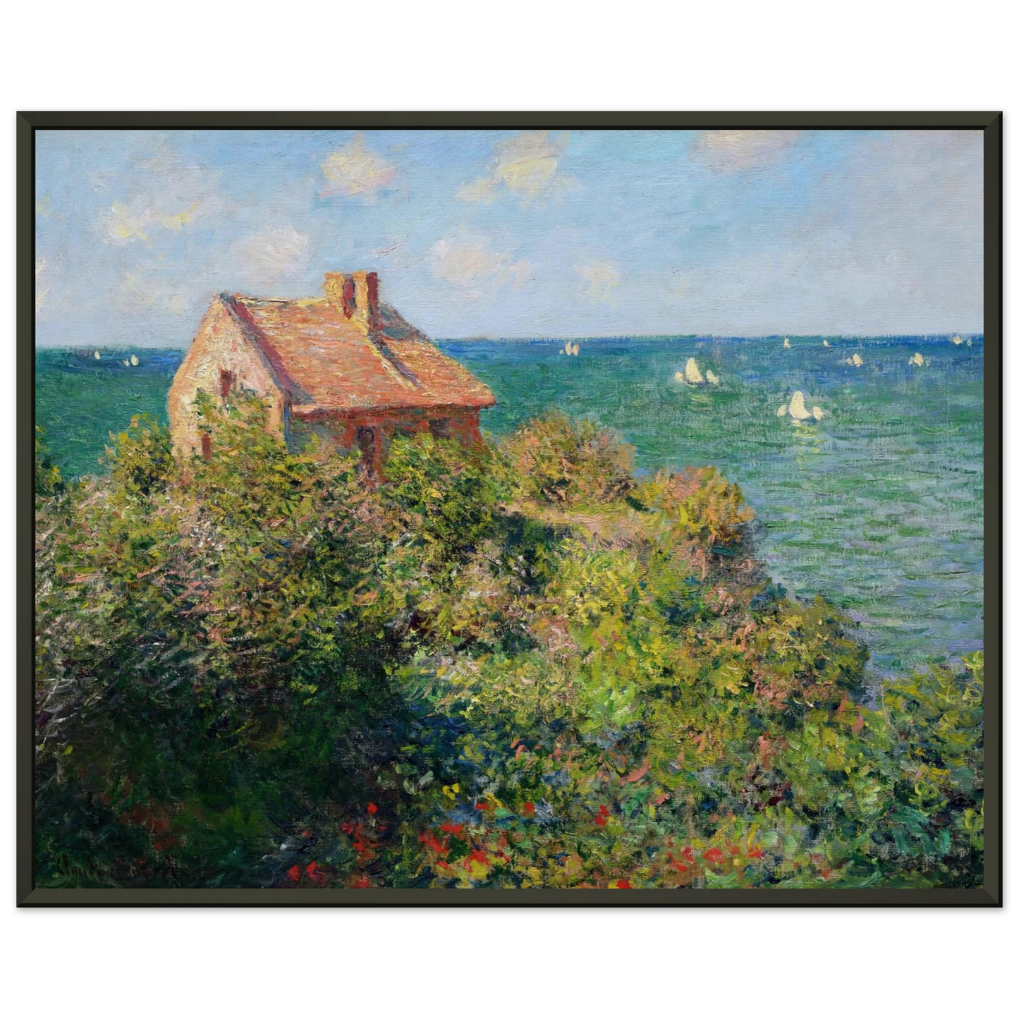 claude monet  Fishermans Cottage at Varengeville Framed Art Print  - Aluminum Frame - 70x100 cm / 28x40 inches