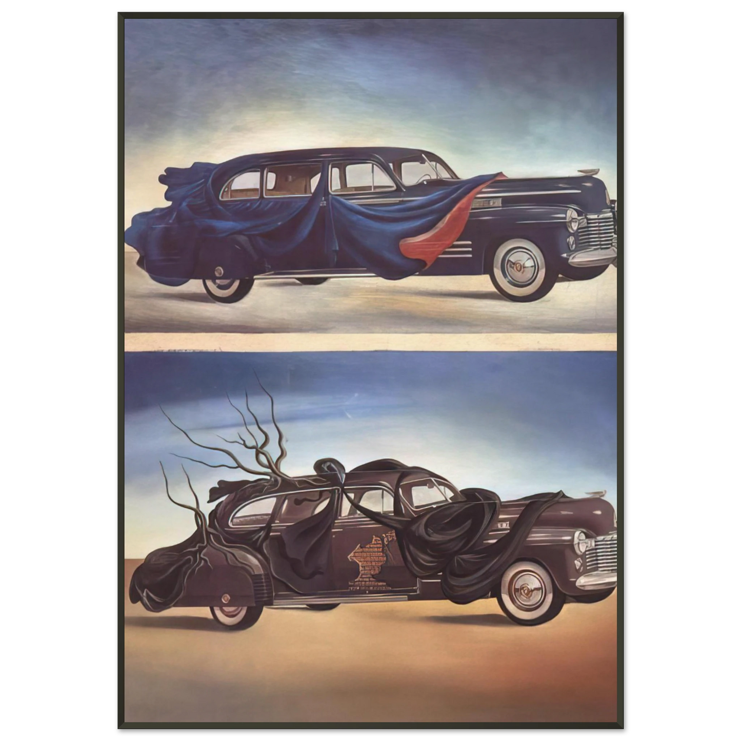 Salvador Dali  CAR CLOTHING CLOTHED AUTOMOBILE Framed Art Print  - Aluminum Frame - 21x29.7 cm / 8x12"