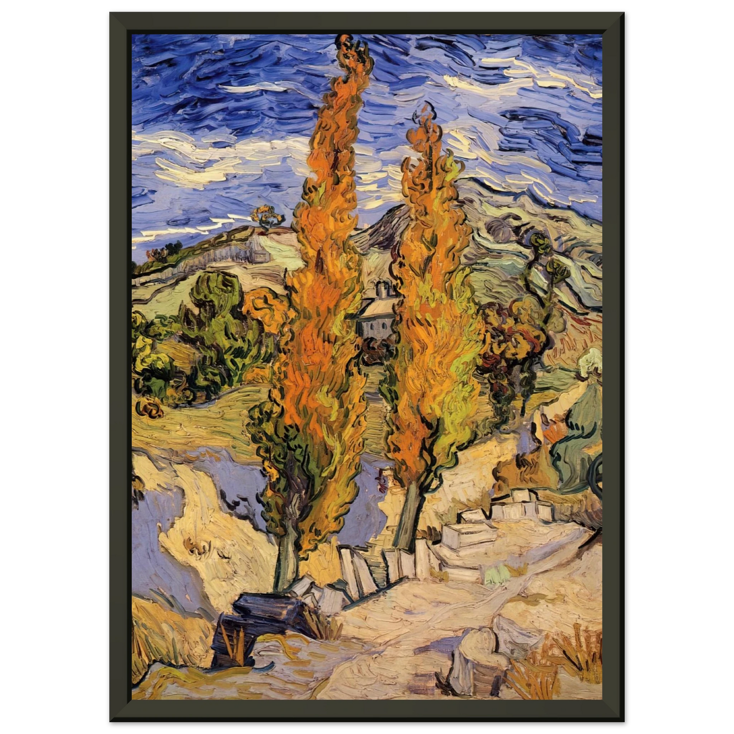 Vincent van Gogh Two Poplars on a Hill Framed Art Print - Aluminum Frame - 40x50 cm / 16x20 inches