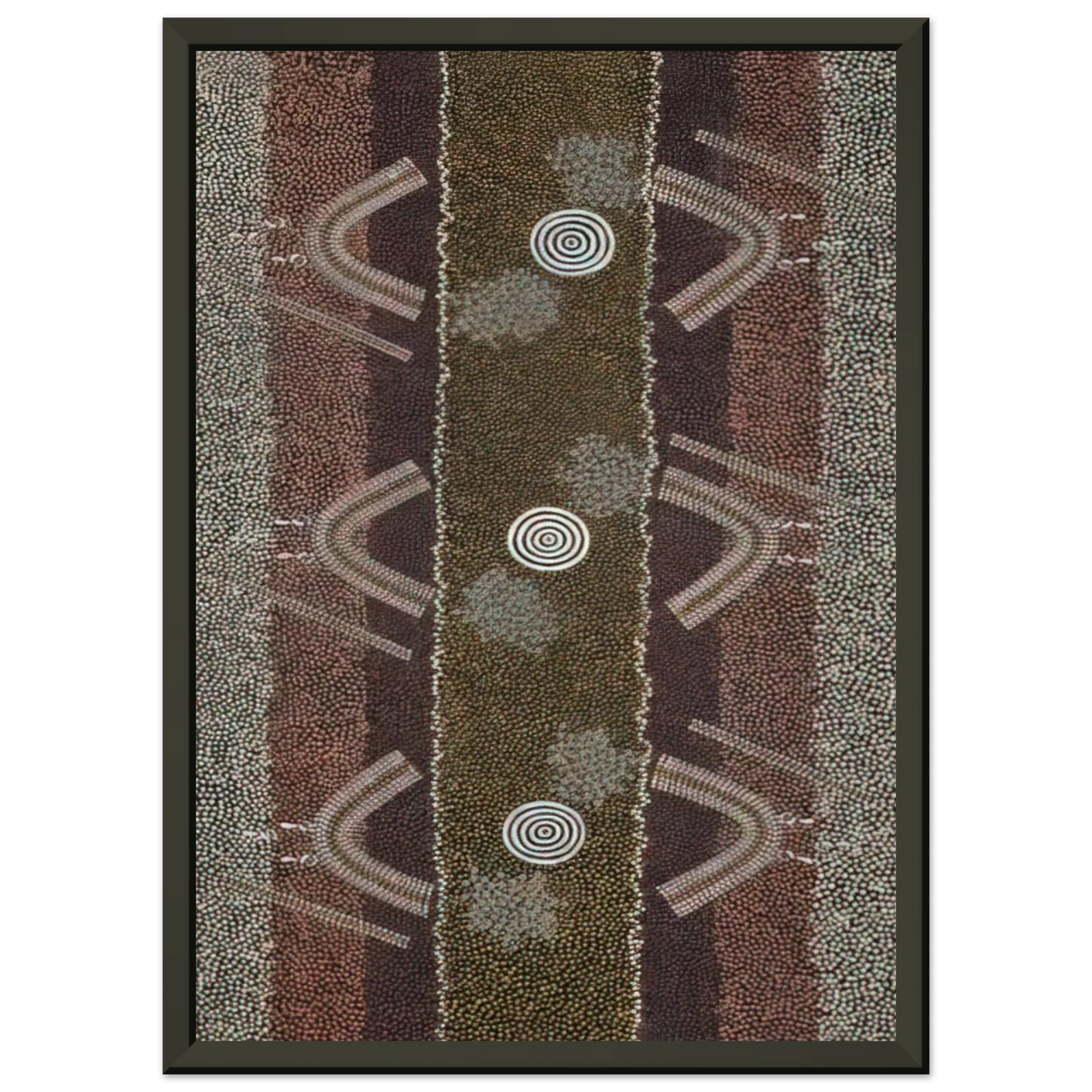 Clifford Possum Tjapaltjarri Ground and Body Designs Used in Ceremonies at Arranki on Mt Allan Station 1982 Framed Art Print - Aluminum Frame - 40x50 cm / 16x20 inches