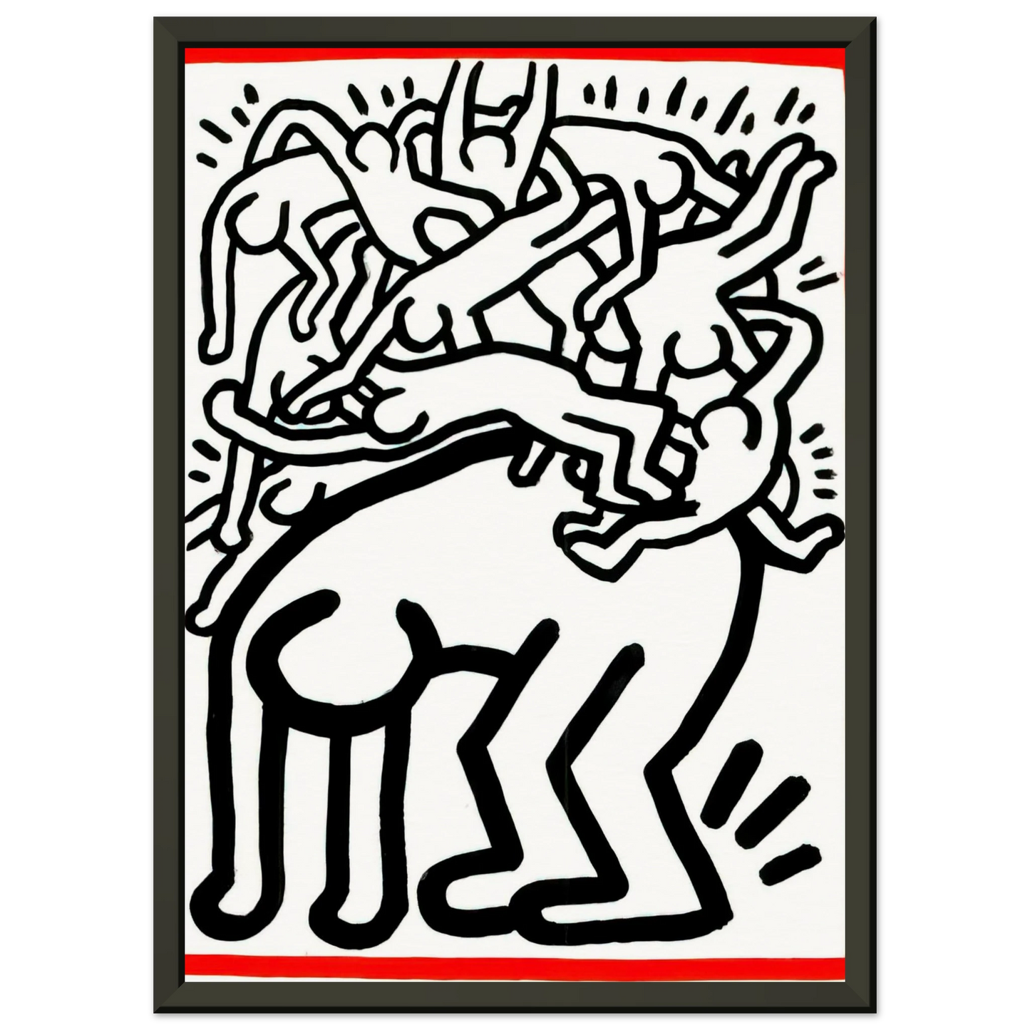 Keith Haring FIGHT AIDS WORLDWIDE 1990 Framed Art Print - Aluminum Frame - 60x80 cm / 24x32 inches