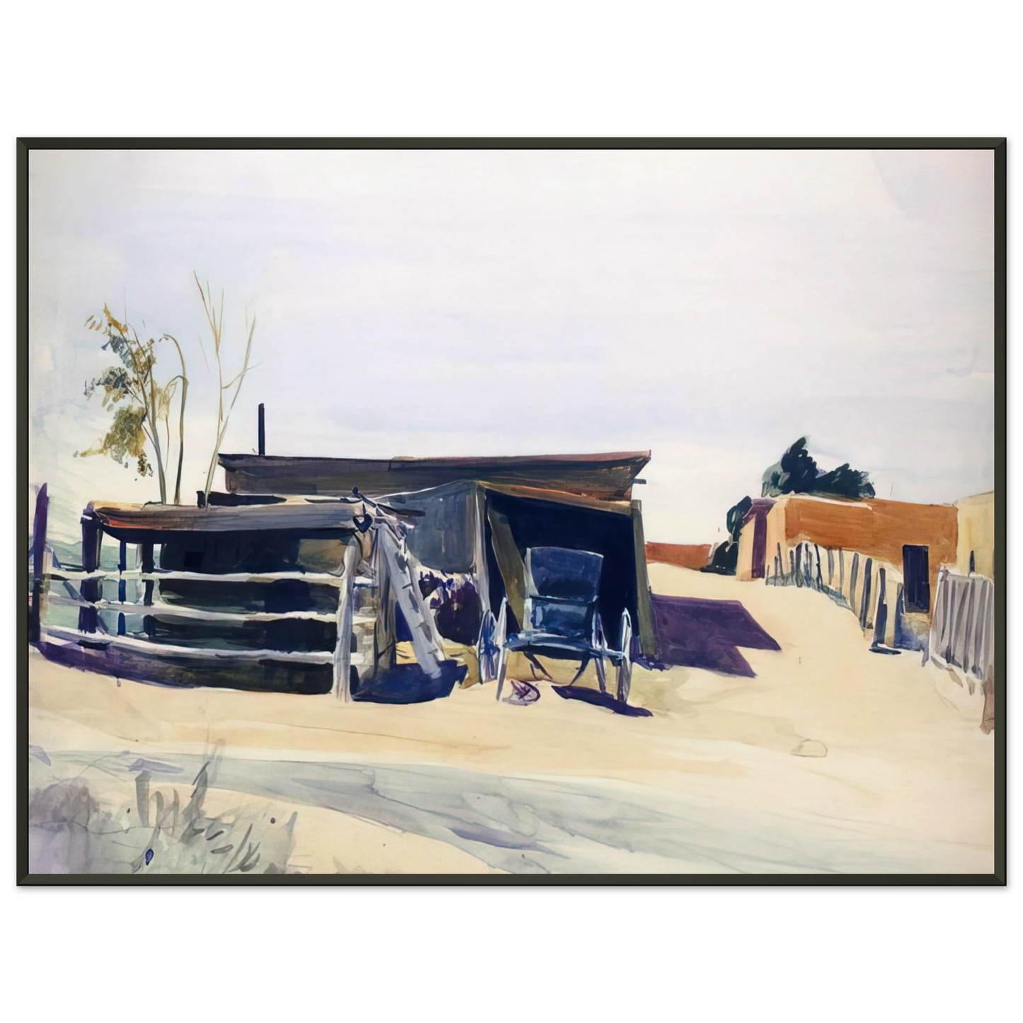 Edward Hopper Adobes and Shed New Mexico Framed Art Print - Aluminum Frame - 70x100 cm / 28x40 inches