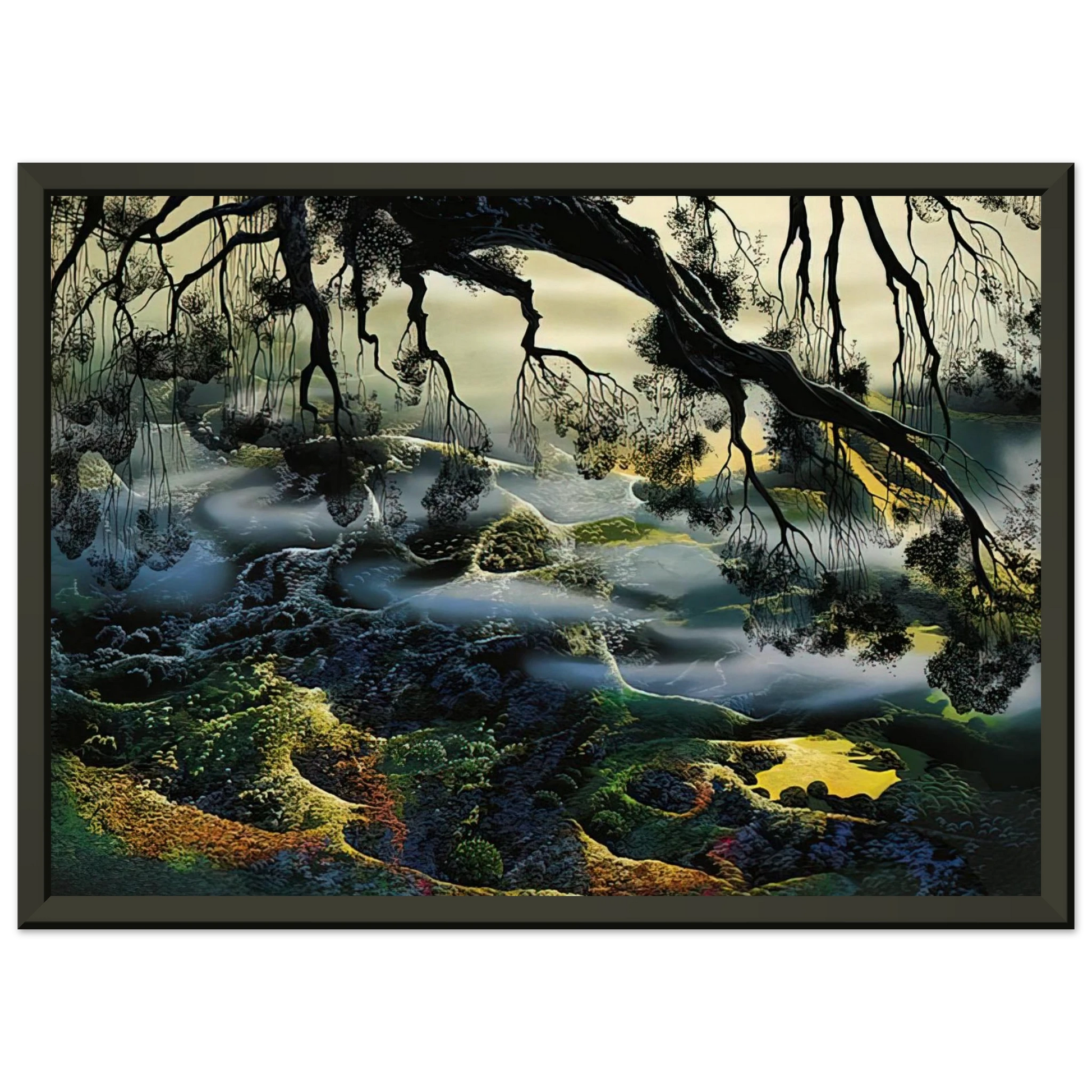 Eyvind Earle  Fog Passes By Framed Art Print  - Aluminum Frame - 70x100 cm / 28x40 inches