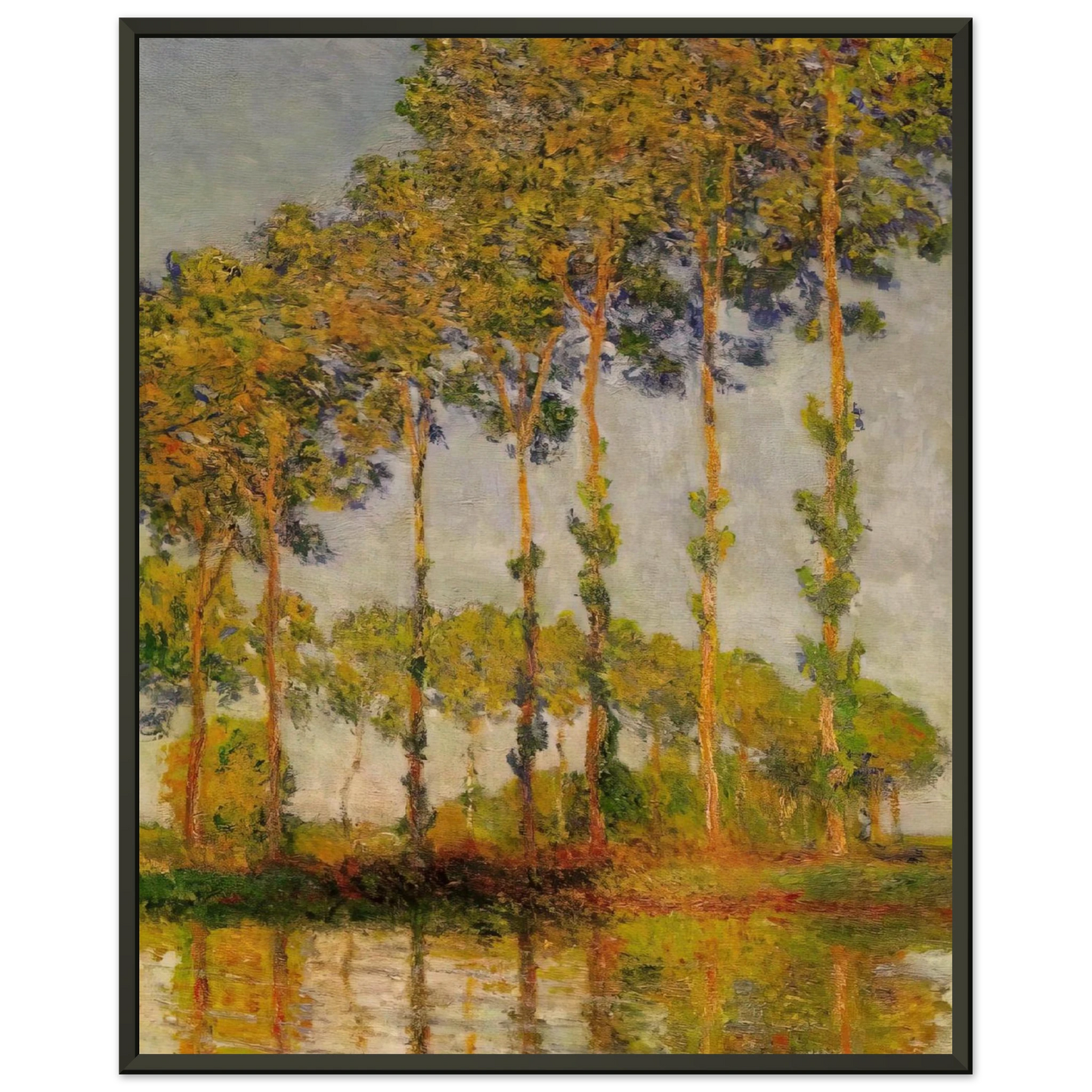 claude monet Poplars Row in Autumn Framed Art Print - Aluminum Frame - 70x100 cm / 28x40 inches