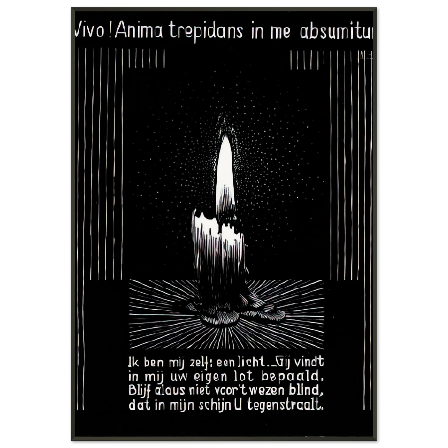 MC Escher  EMBLEMATA CANDLE FLAME Framed Art Print  - Aluminum Frame - 21x29.7 cm / 8x12"