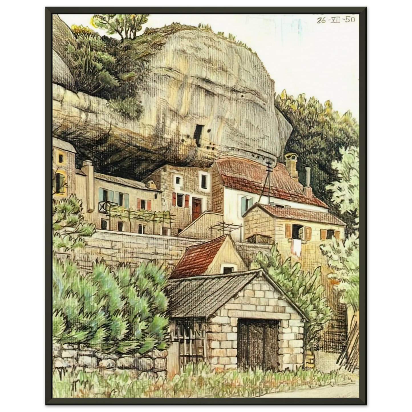 MC Escher  LES EYZIES FRANCE Framed Art Print  - Aluminum Frame - 70x100 cm / 28x40 inches