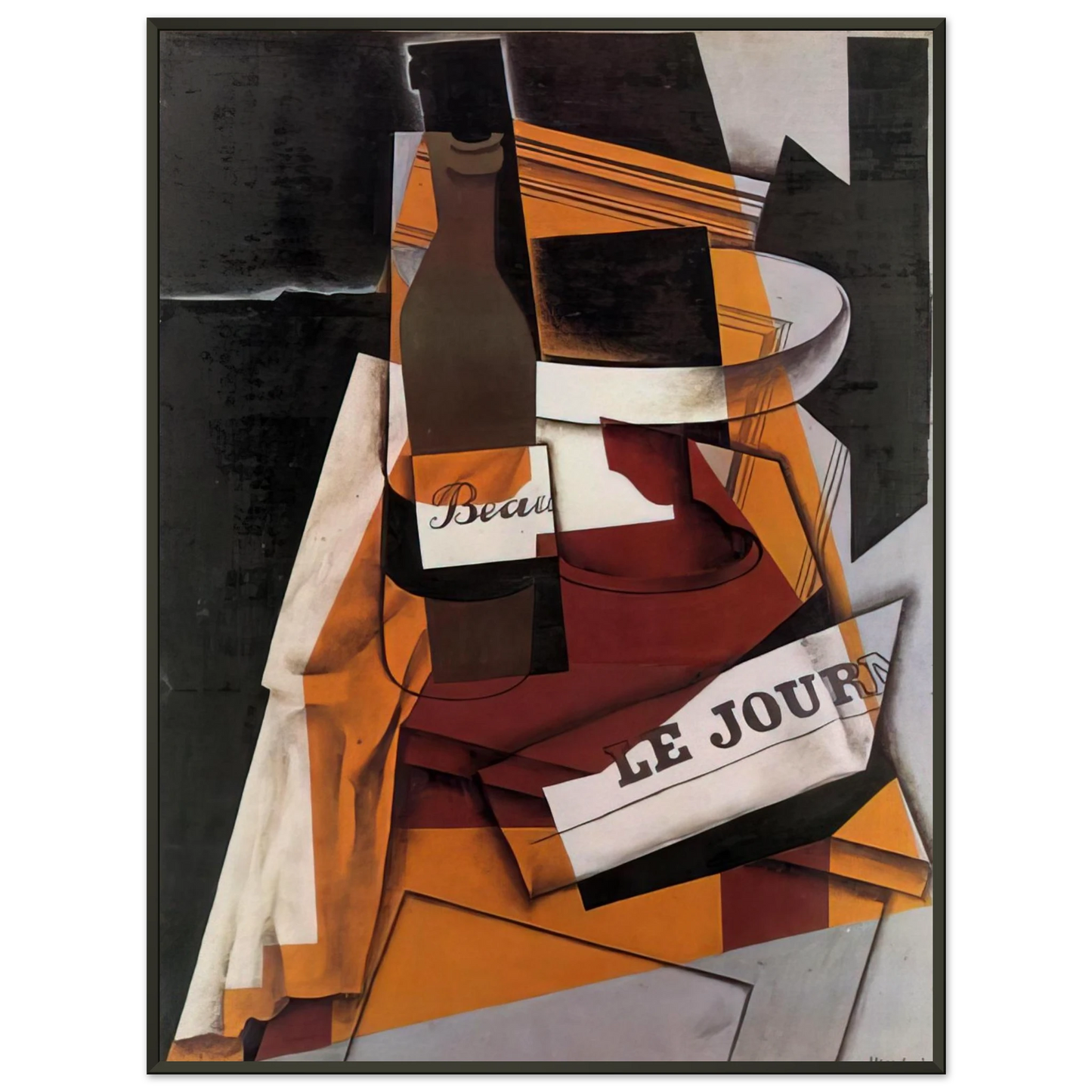 Juan Gris  BOTTLE NEWSPAPER AND FRUIT BOWL 1915 Framed Art Print  - Aluminum Frame - 70x100 cm / 28x40 inches