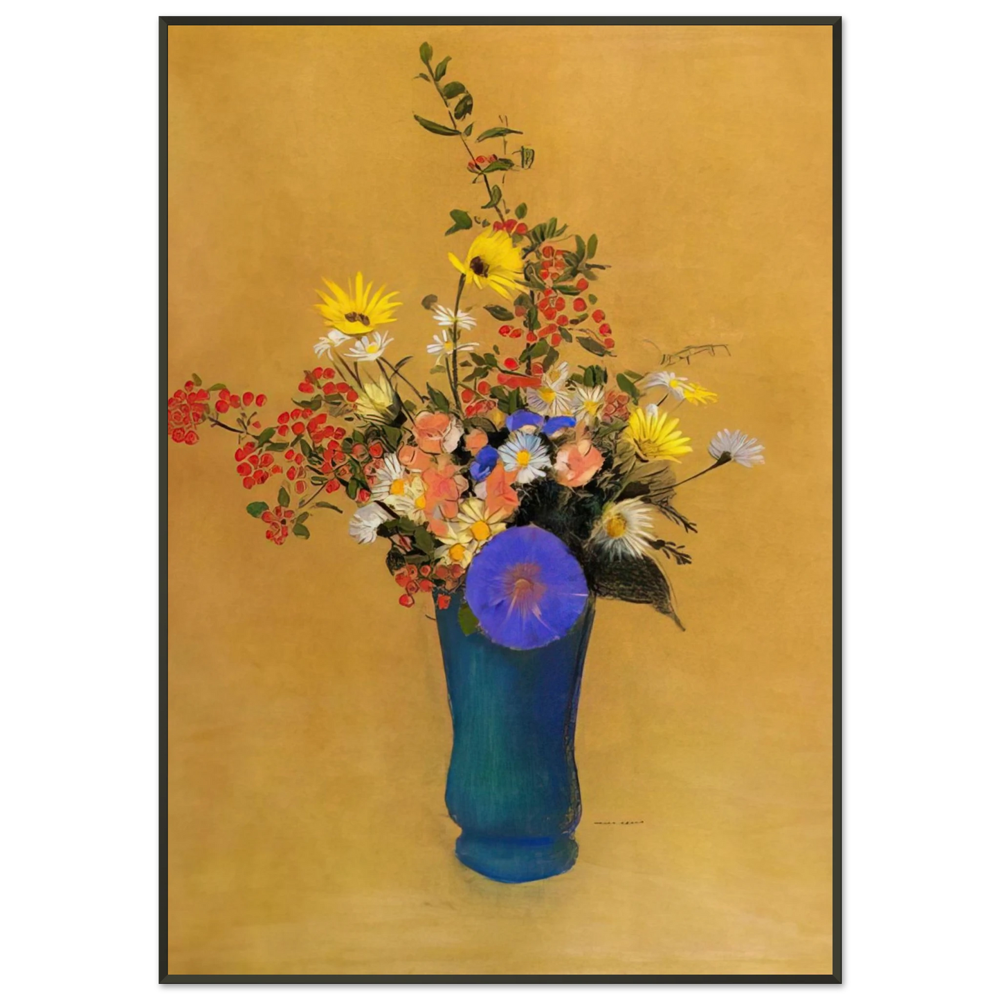 Odilon Redon  BOUQUET OF WILD FLOWERS Framed Art Print  - Aluminum Frame - 21x29.7 cm / 8x12"