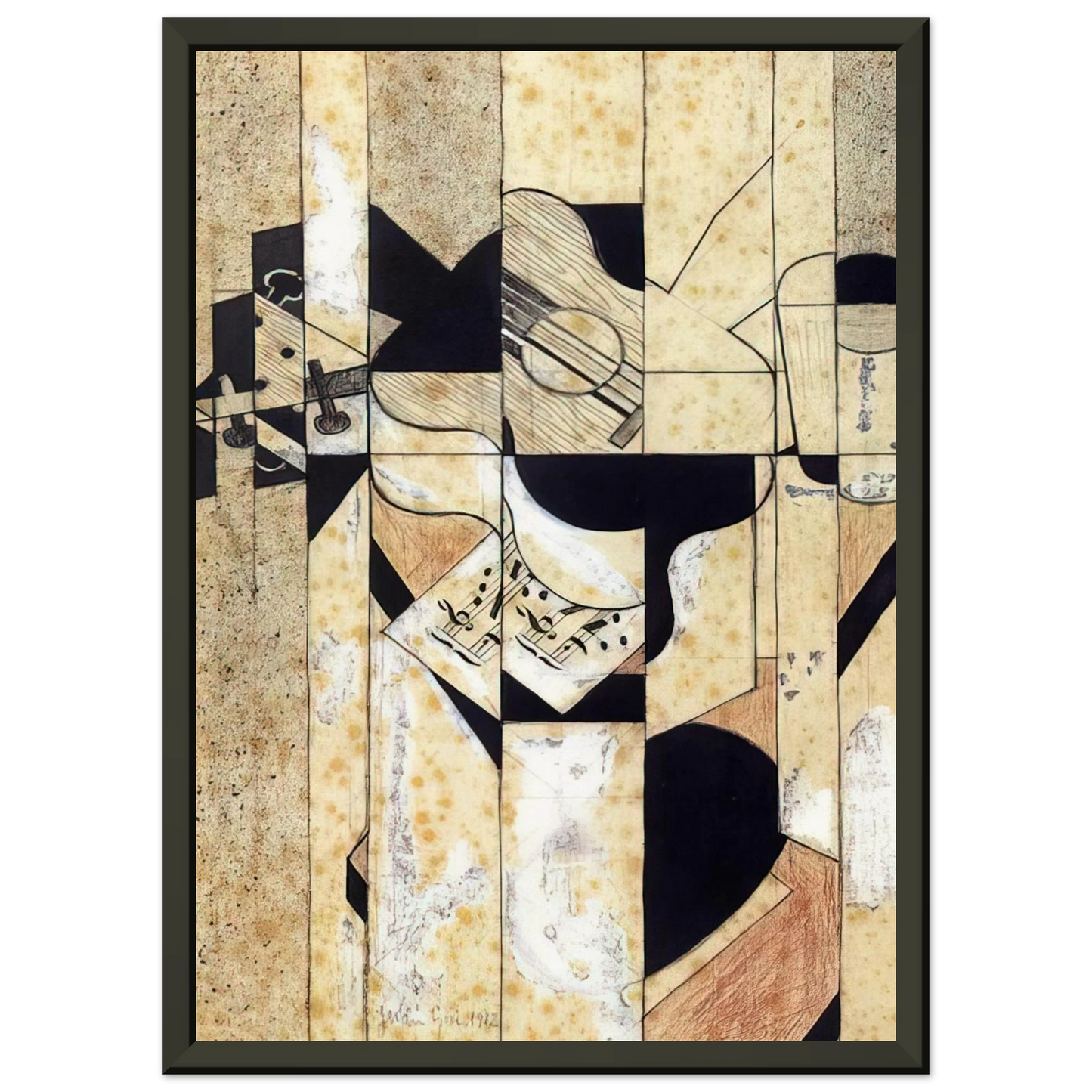 Juan Gris  GUITAR AND GLASS 1912 Framed Art Print  - Aluminum Frame - 70x100 cm / 28x40 inches
