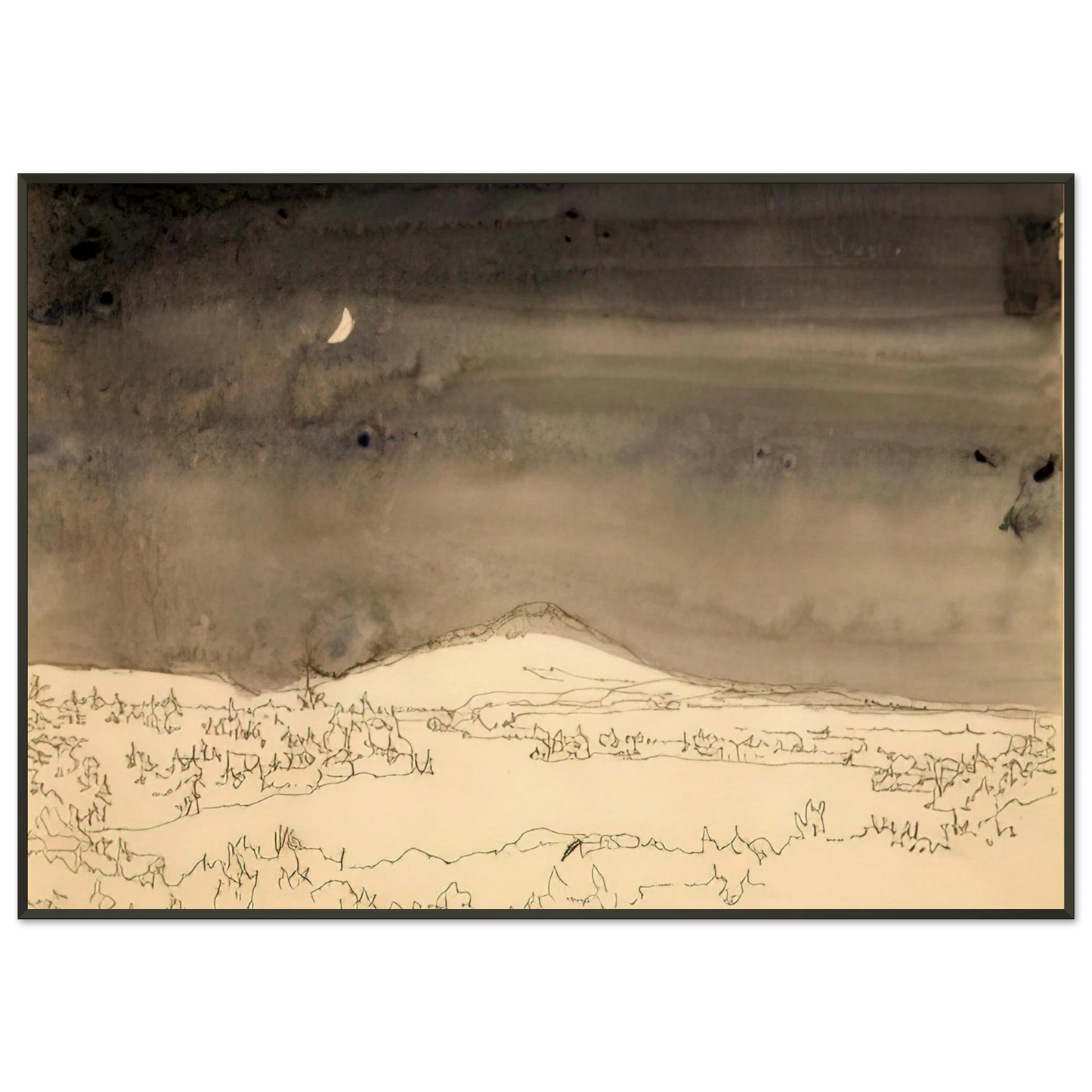 Neil Welliver Untitled Night Scene Study Contemporary Realism Framed Art Print - Aluminum Frame - 21x29.7 cm / 8x12"