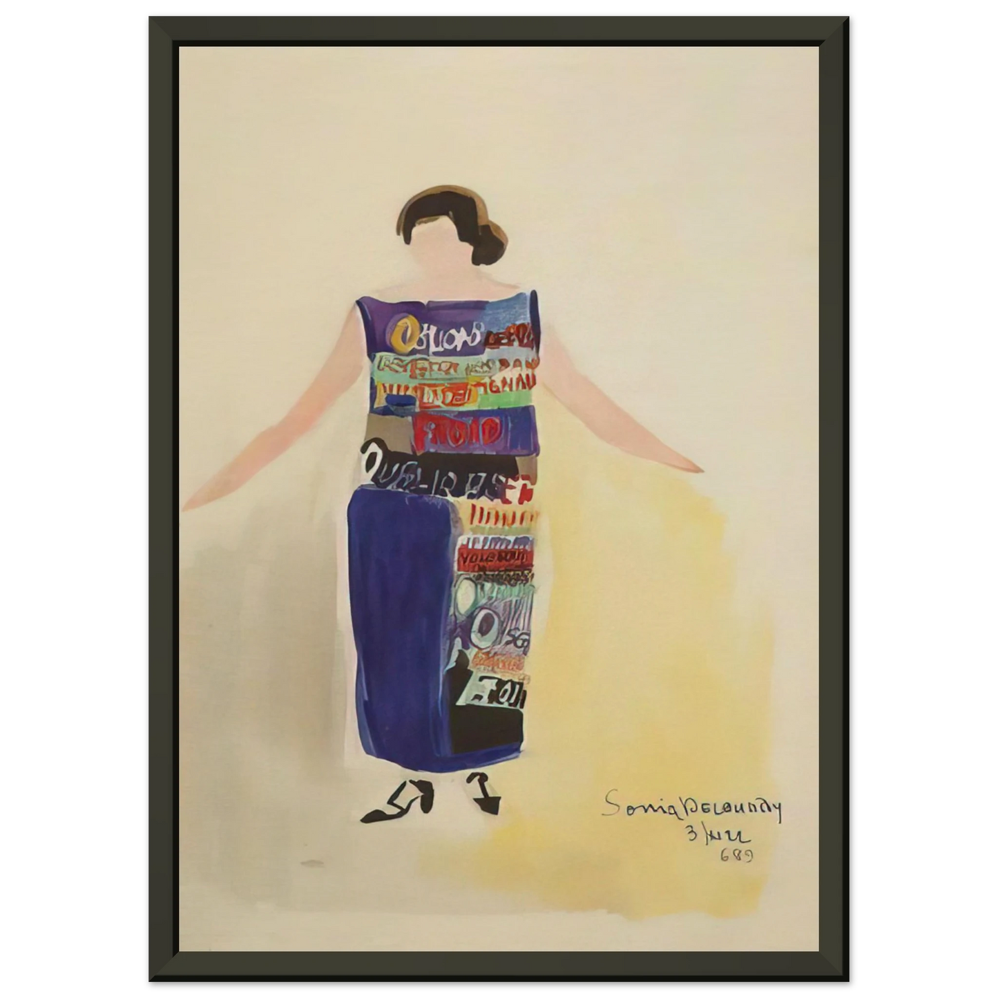 Sonia Delaunay ROBE POEME OUBLIONS LES OISEAUX 1922 Framed Art Print - Aluminum Frame - 40x50 cm / 16x20 inches