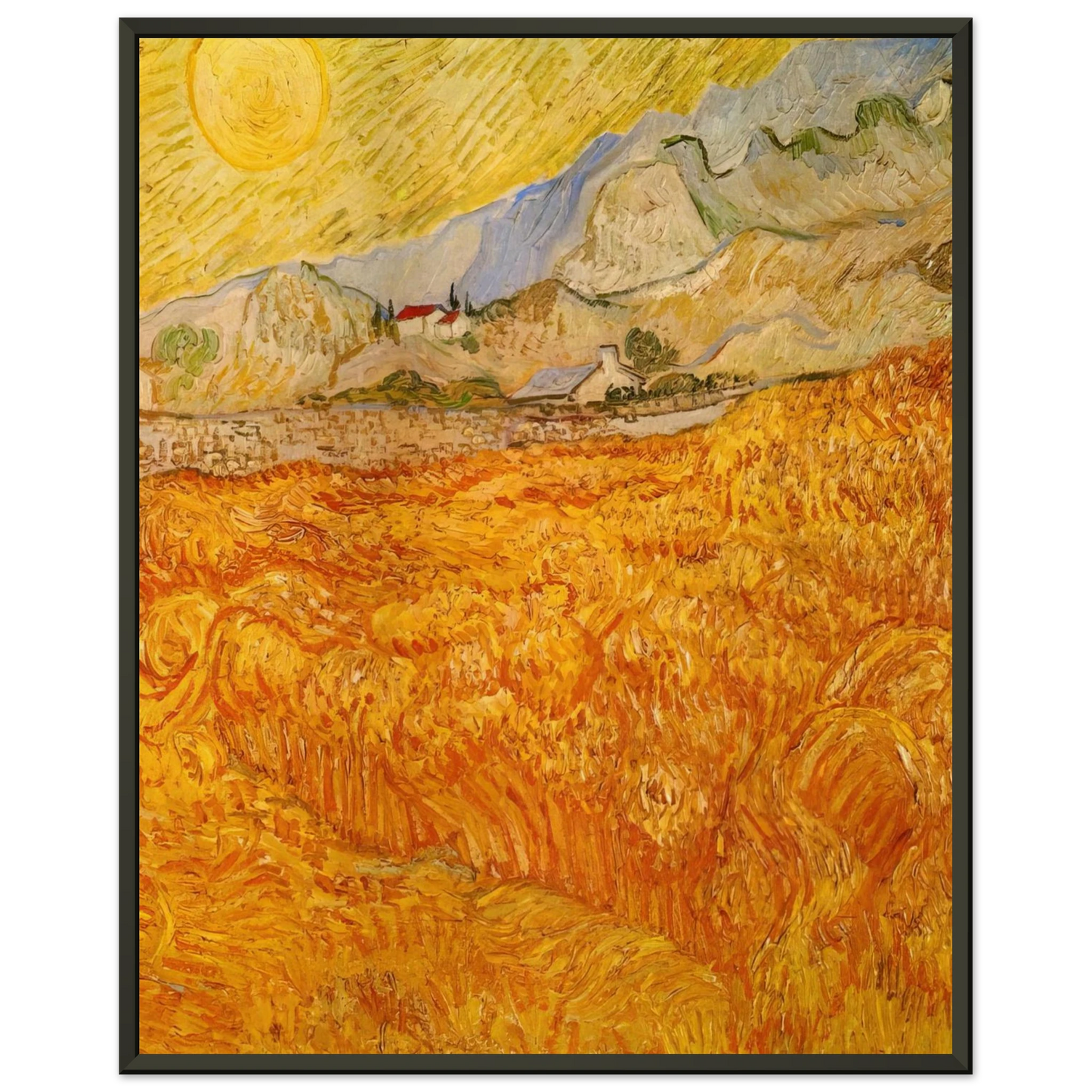 Vincent van Gogh Wheat Field behind Saint Paul Hospital with a Reaper Framed Art Print - Aluminum Frame - 70x100 cm / 28x40 inches