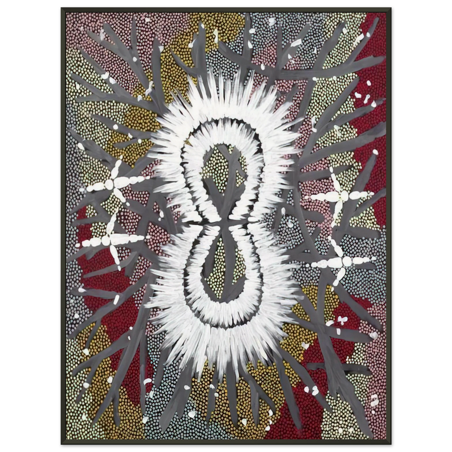 Clifford Possum Tjapaltjarri Eagle Dreaming 1997 Framed Art Print - Aluminum Frame - 40x50 cm / 16x20 inches