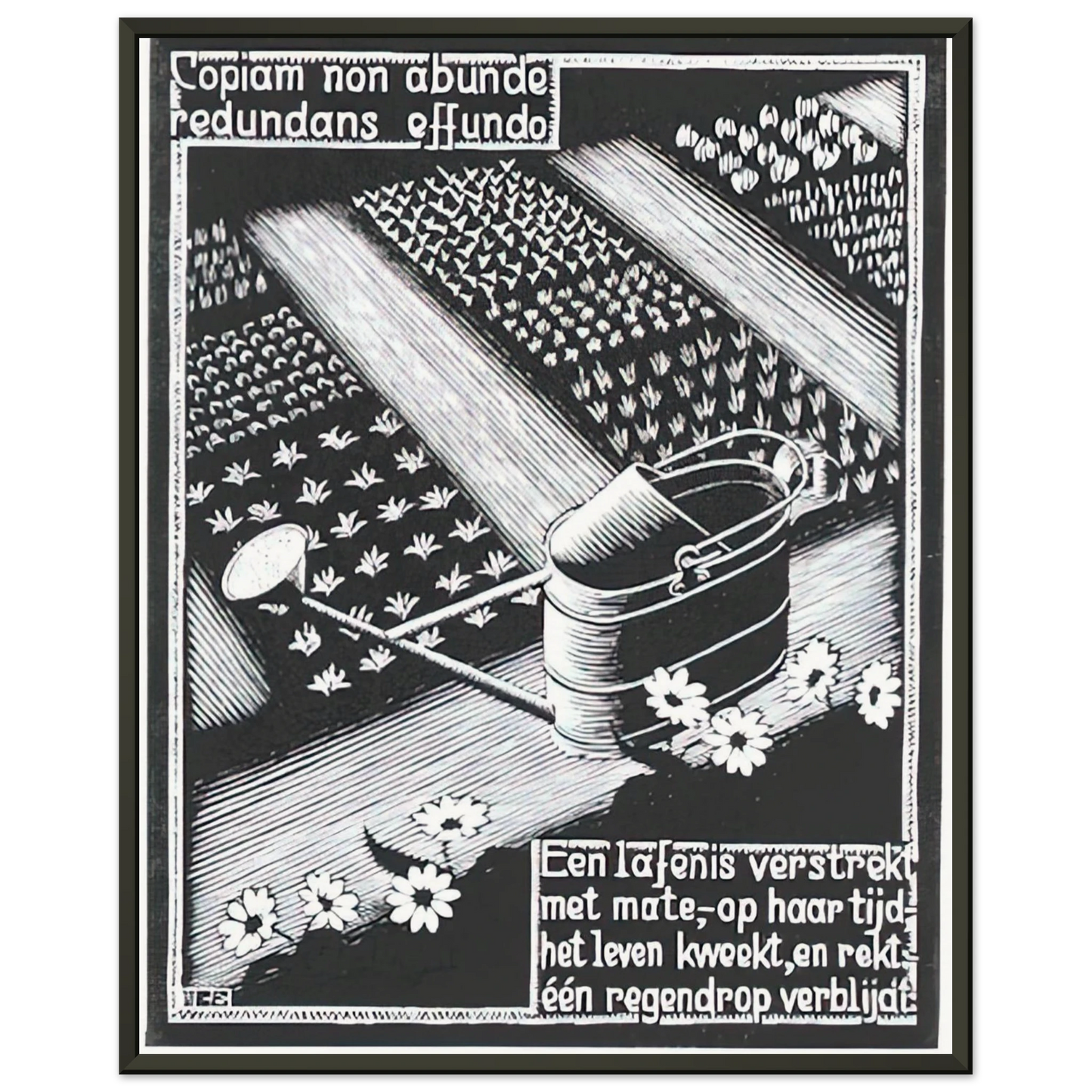 MC Escher  WATERINGCAN Framed Art Print  - Aluminum Frame - 40x50 cm / 16x20 inches