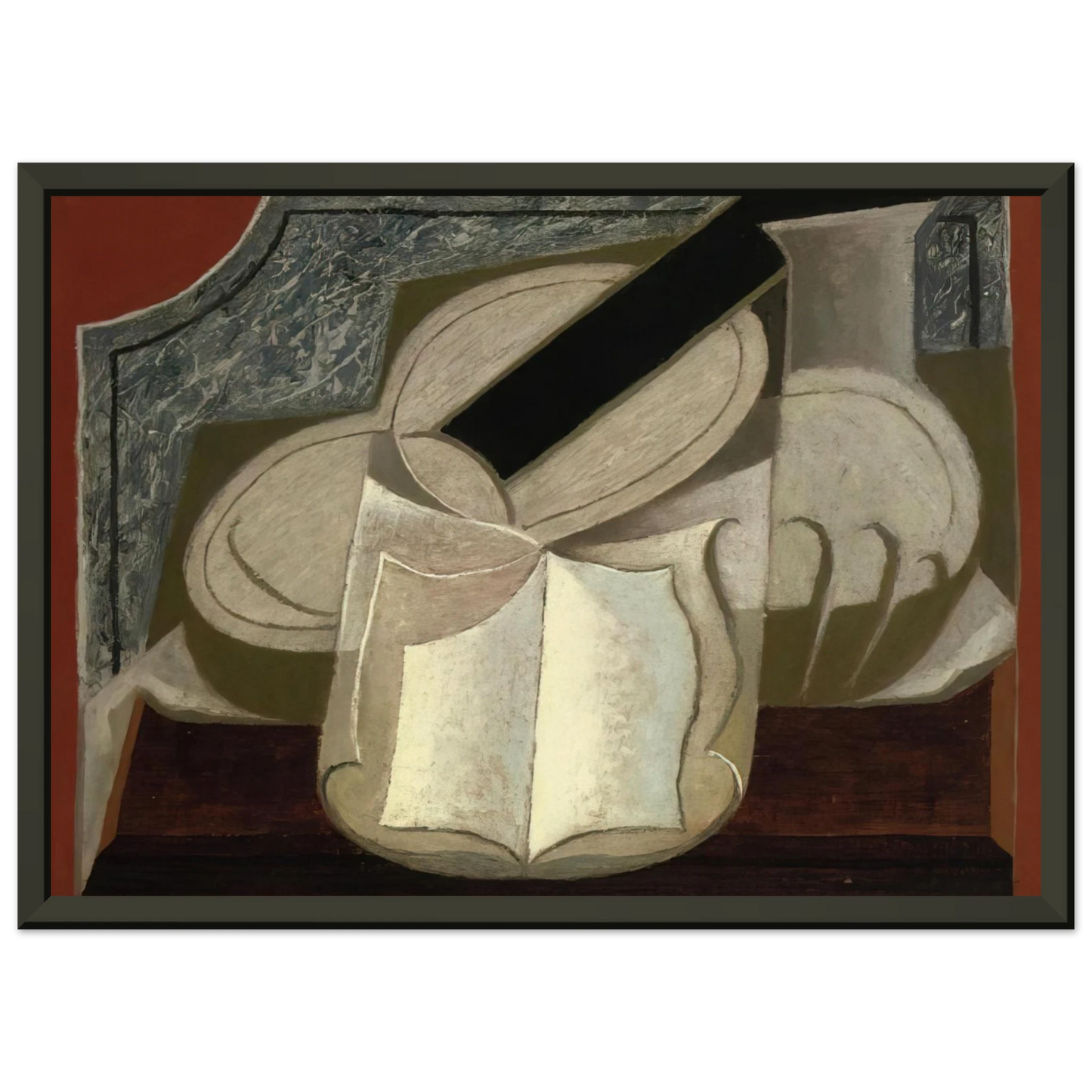 Juan Gris  BOOK AND GUITAR 1925 Framed Art Print  - Aluminum Frame - 60x80 cm / 24x32 inches