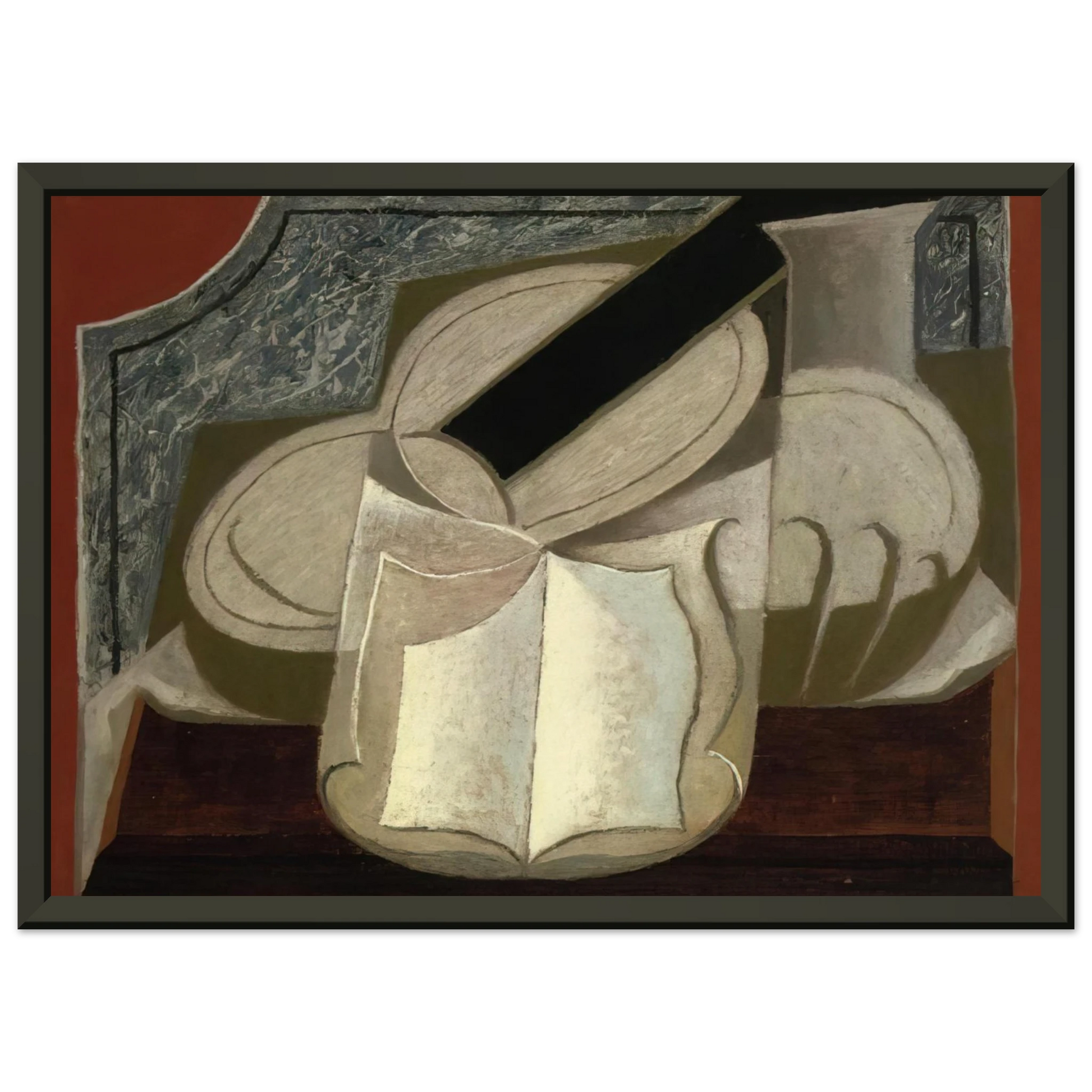 Juan Gris  BOOK AND GUITAR 1925 Framed Art Print  - Aluminum Frame - 60x80 cm / 24x32 inches