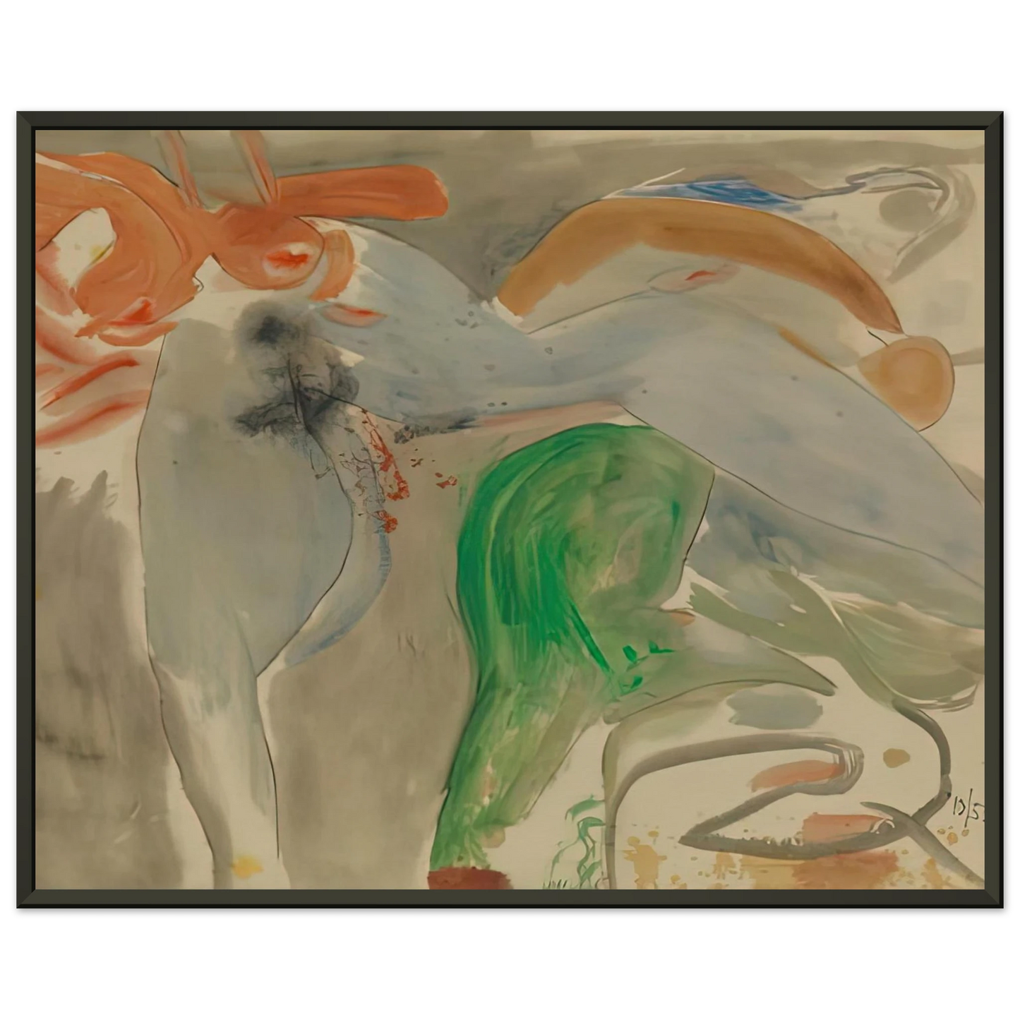 Helen Frankenthaler Scene with Nude 1952 Framed Art Print - Aluminum Frame - 70x100 cm / 28x40 inches