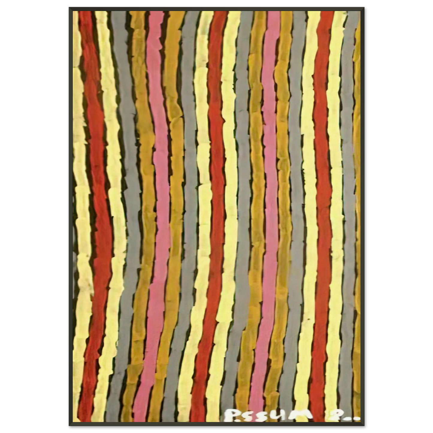 Clifford Possum Tjapaltjarri Ceremonial Paint Floor Napperby 2001 Framed Art Print - Aluminum Frame - 21x29.7 cm / 8x12"