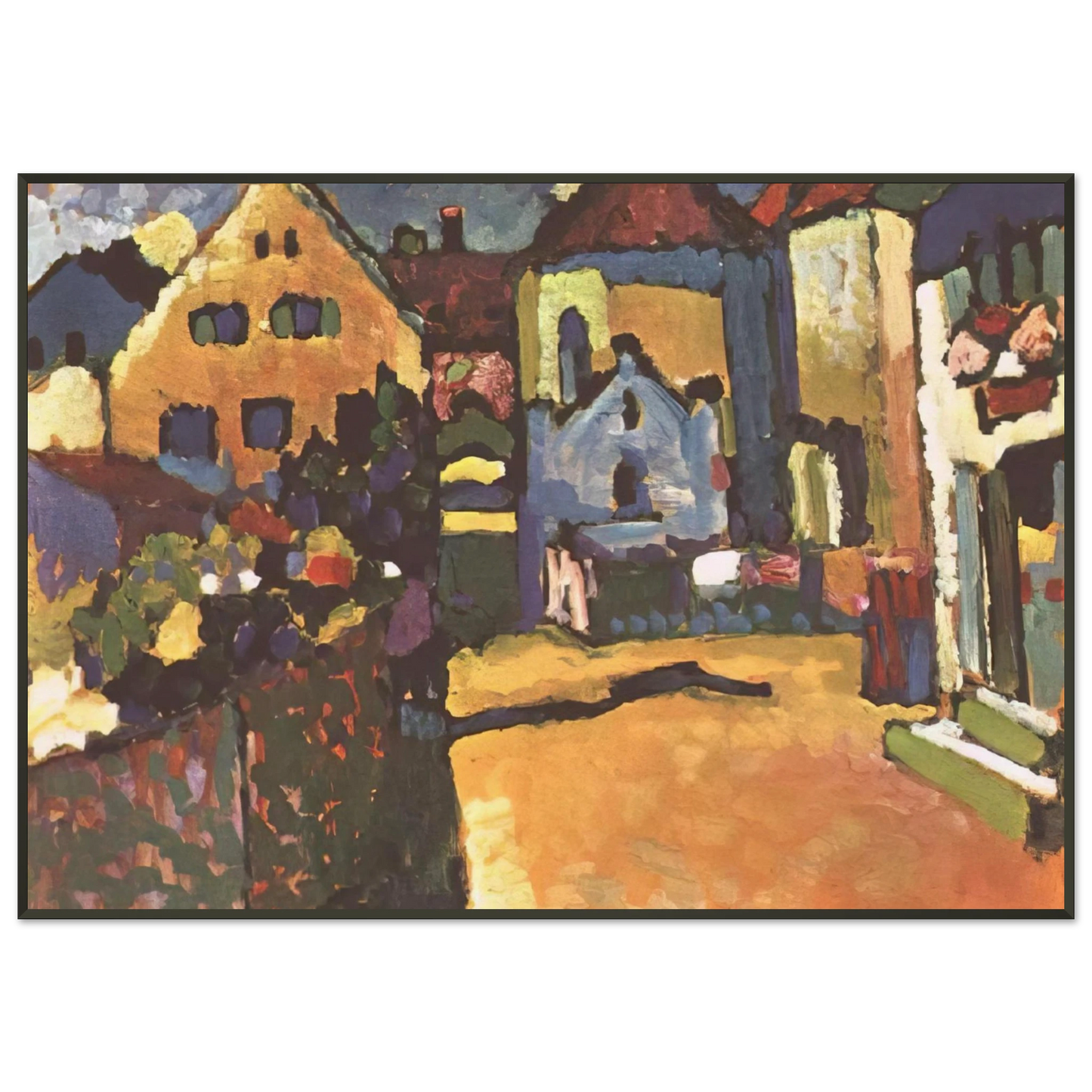 Wassily Kandinsky  GRUNGASSE IN MURNAU 1909 Framed Art Print  - Aluminum Frame - 21x29.7 cm / 8x12"