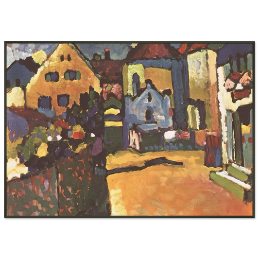 Wassily Kandinsky  GRUNGASSE IN MURNAU 1909 Framed Art Print  - Aluminum Frame - 21x29.7 cm / 8x12"