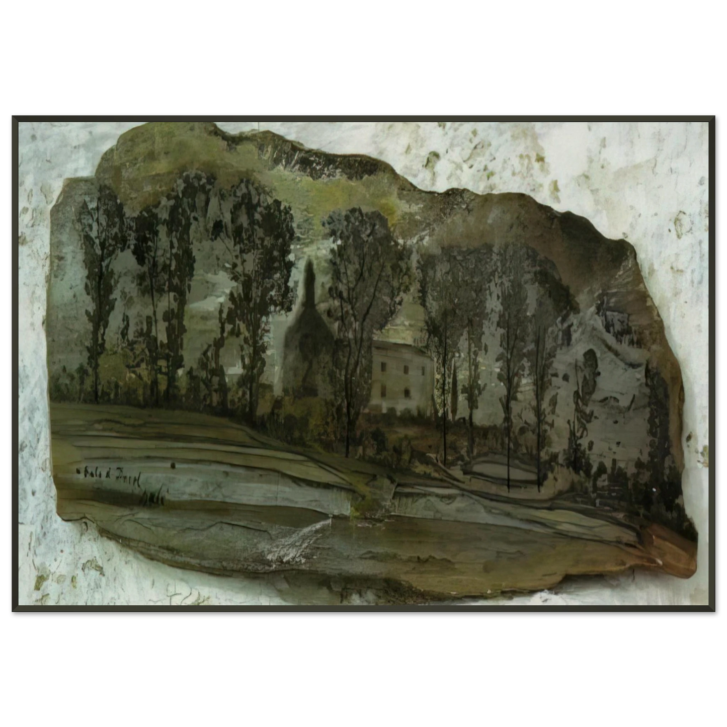Salvador Dali VIEW OF PUBOL Framed Art Print - Aluminum Frame - 21x29.7 cm / 8x12"